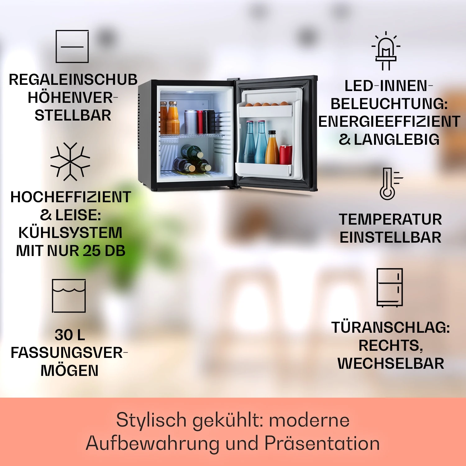 Happy Hour Minibar 5-15°C EEK G 25dB LED-Licht – Bild 2