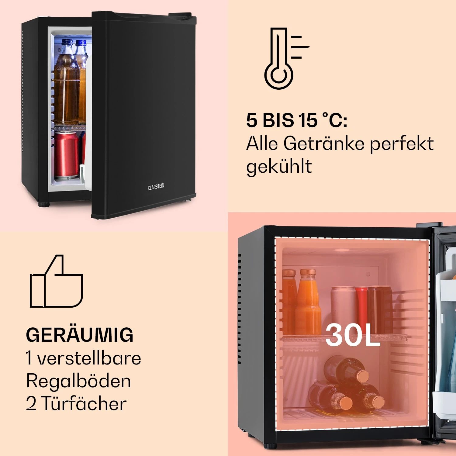 Happy Hour Minibar 5-15°C EEK G 25dB LED-Licht – Bild 4