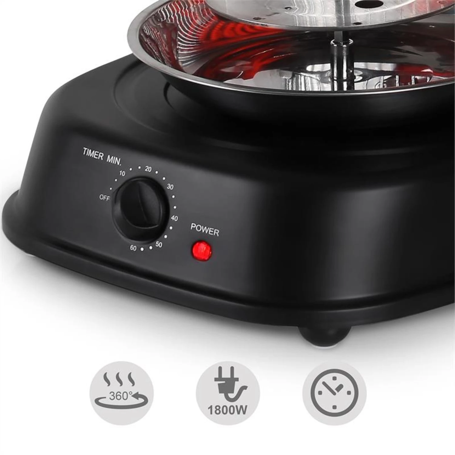 Kebap Master Vertikalgrill 1800W Schwarz Inkl. Spieß Set – Bild 2