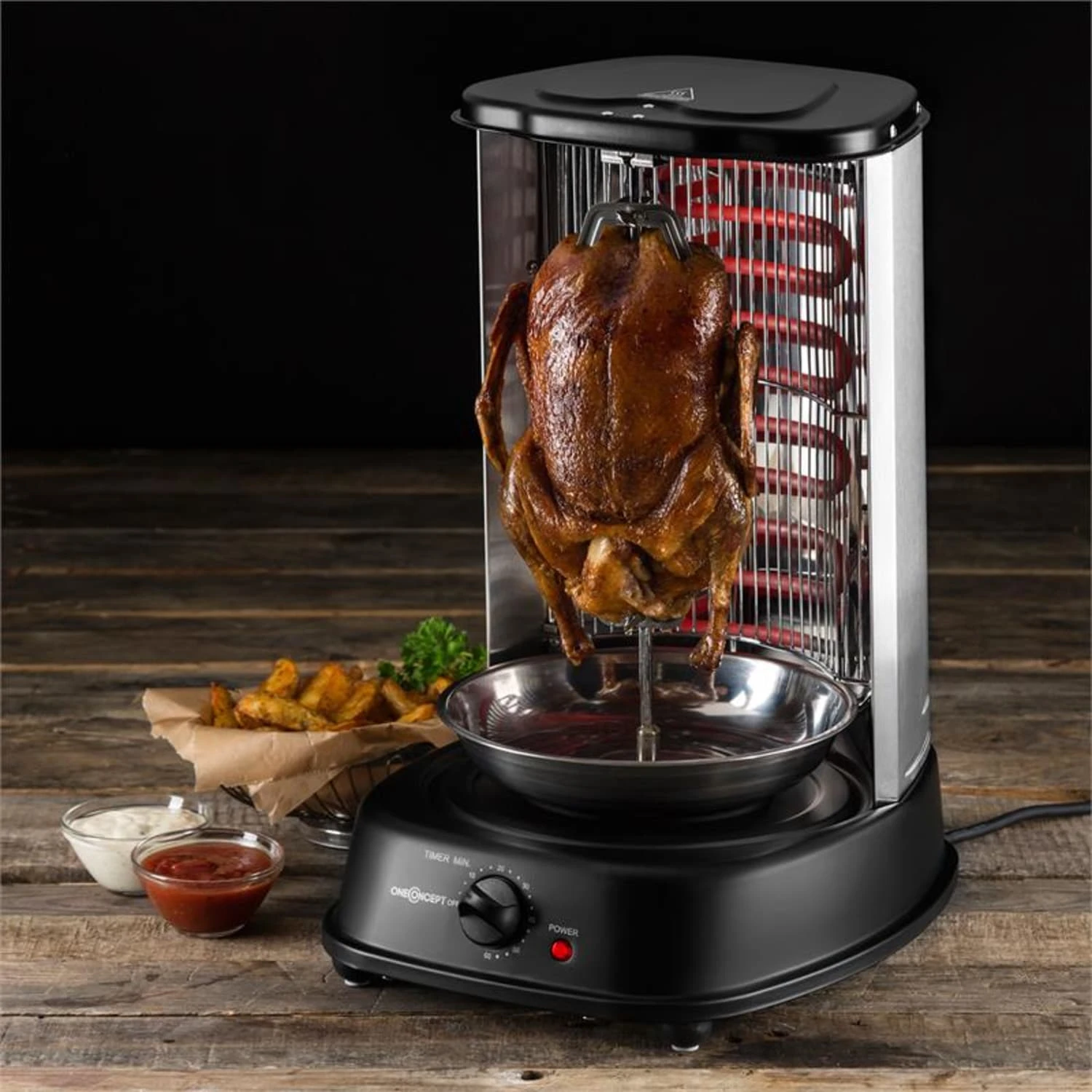 Kebap Master Vertikalgrill 1800W Schwarz Inkl. Spieß Set – Bild 3