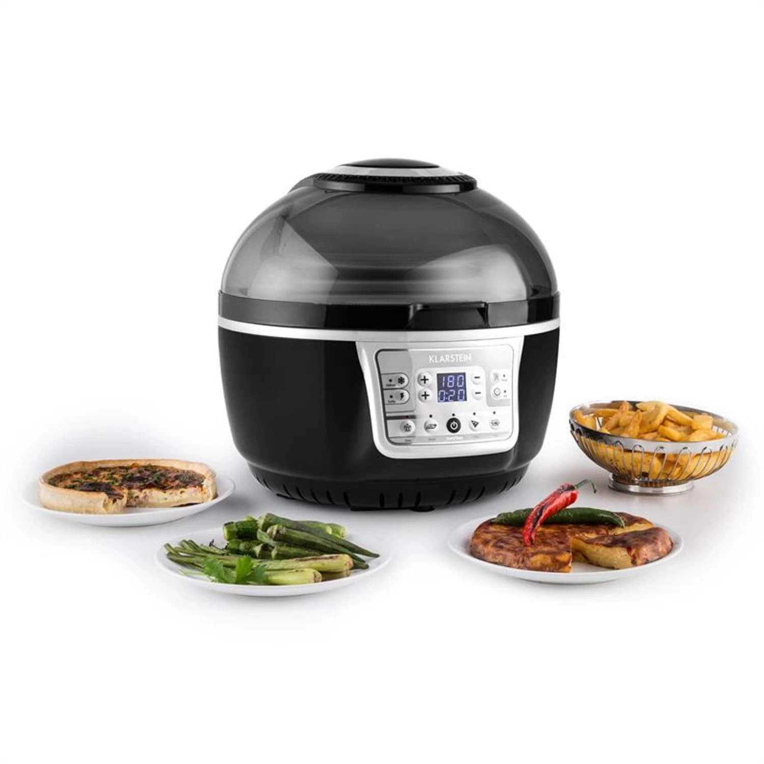 VitAir Turbo Heißluftfritteuse Grau-schwarz 1400W Grillen Backen 9l – Bild 3