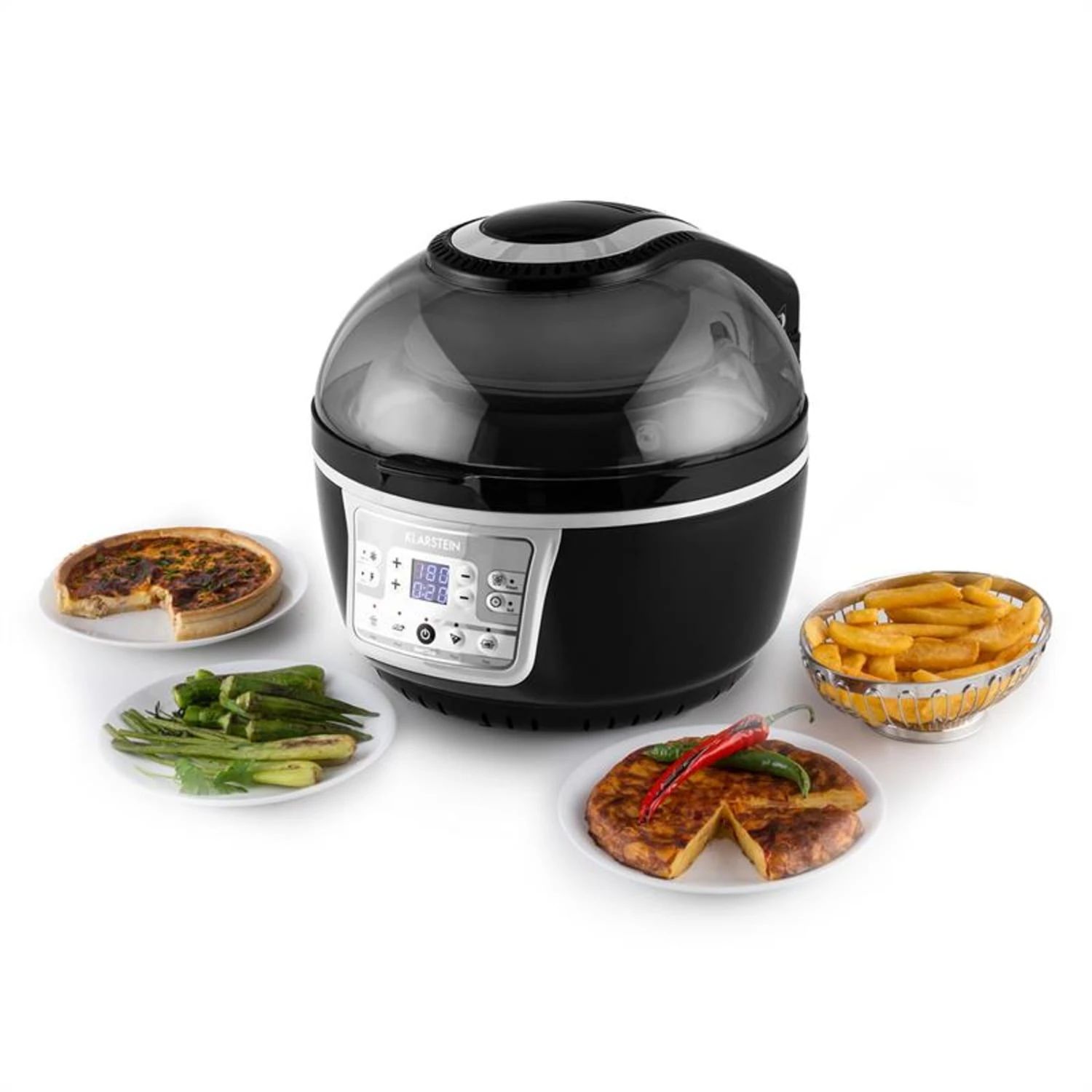VitAir Turbo Heißluftfritteuse Grau-schwarz 1400W Grillen Backen 9l – Bild 10