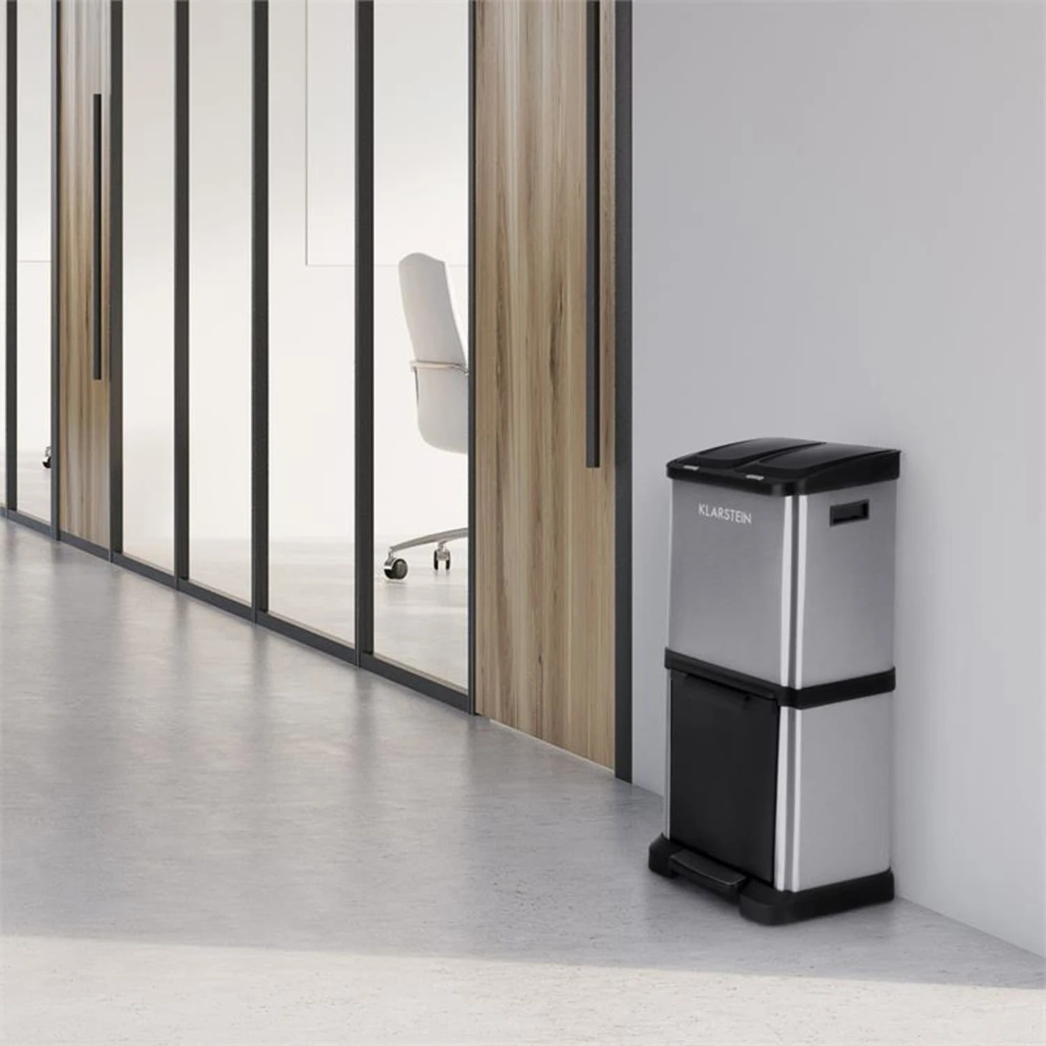 Ökosystem² Mülleimer Mülltrenner 30L (1 X15L, 2x7,5 L) PE Edelstahl – Bild 2