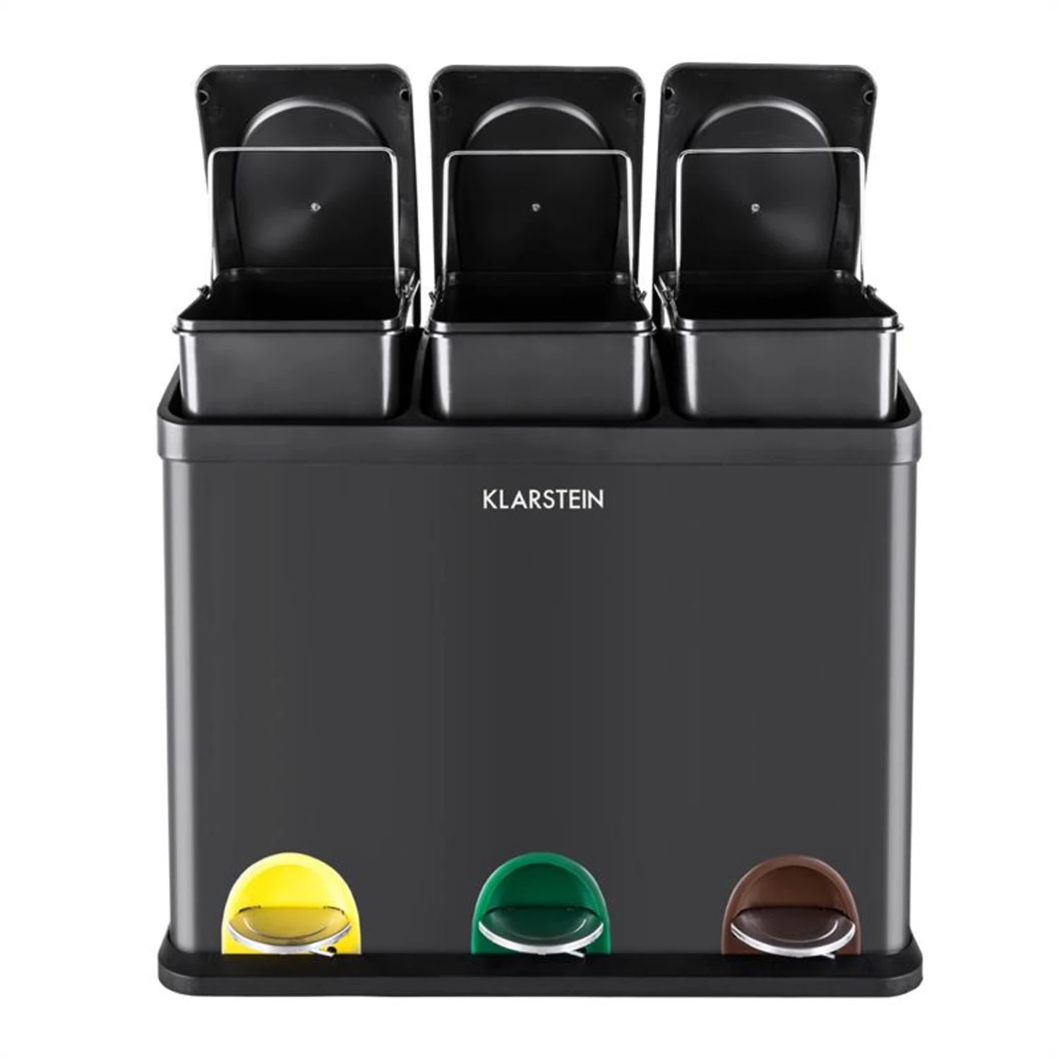 Ökosystem Mülleimer Treteimer Mülltrenner 45L (3x15 L) Schwarz – Bild 2