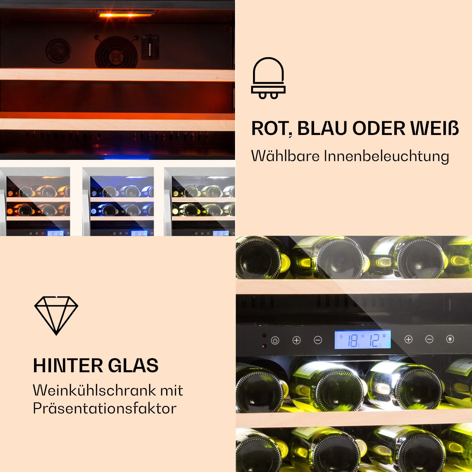 Vinovilla 43 Built-In Duo Weinkühlschrank 2 Zonen 129l 43 Fl Glastür – Bild 3