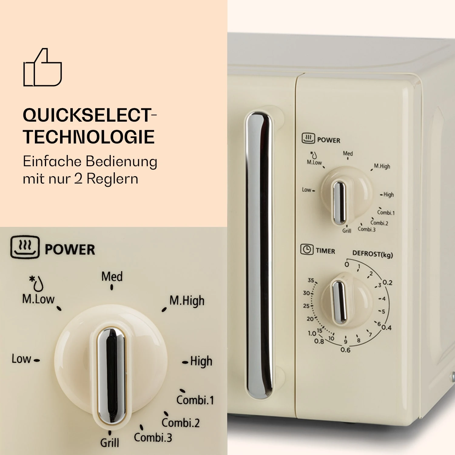 Caroline Mikrowellen-Grill 20 Ltr 700 W / 1000 W Ø 25,5cm Retro – Bild 4