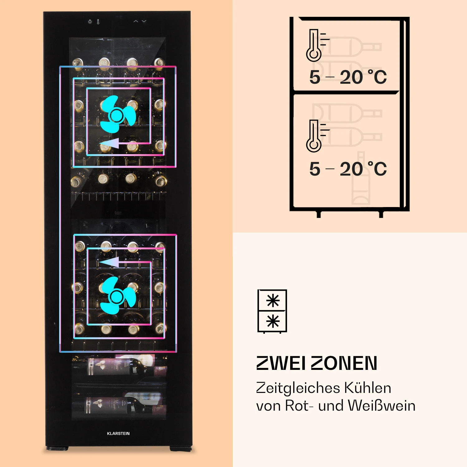 Shiraz 39 Duo Weinkühlschrank 2 Zonen 105l 39 Flaschen – Bild 4