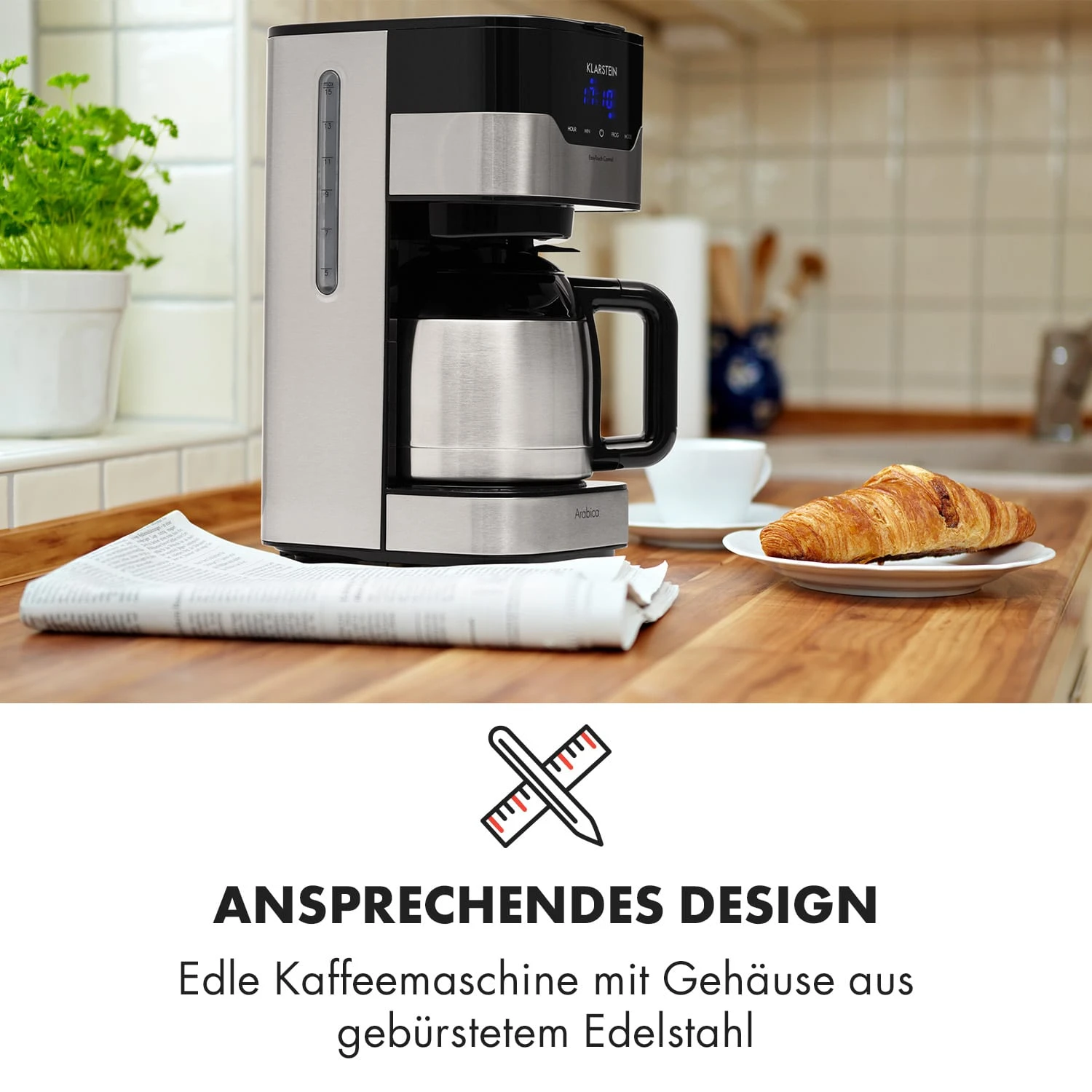 Kaffeemaschine Arabica 800W EasyTouch Control Silber/schwarz – Bild 2