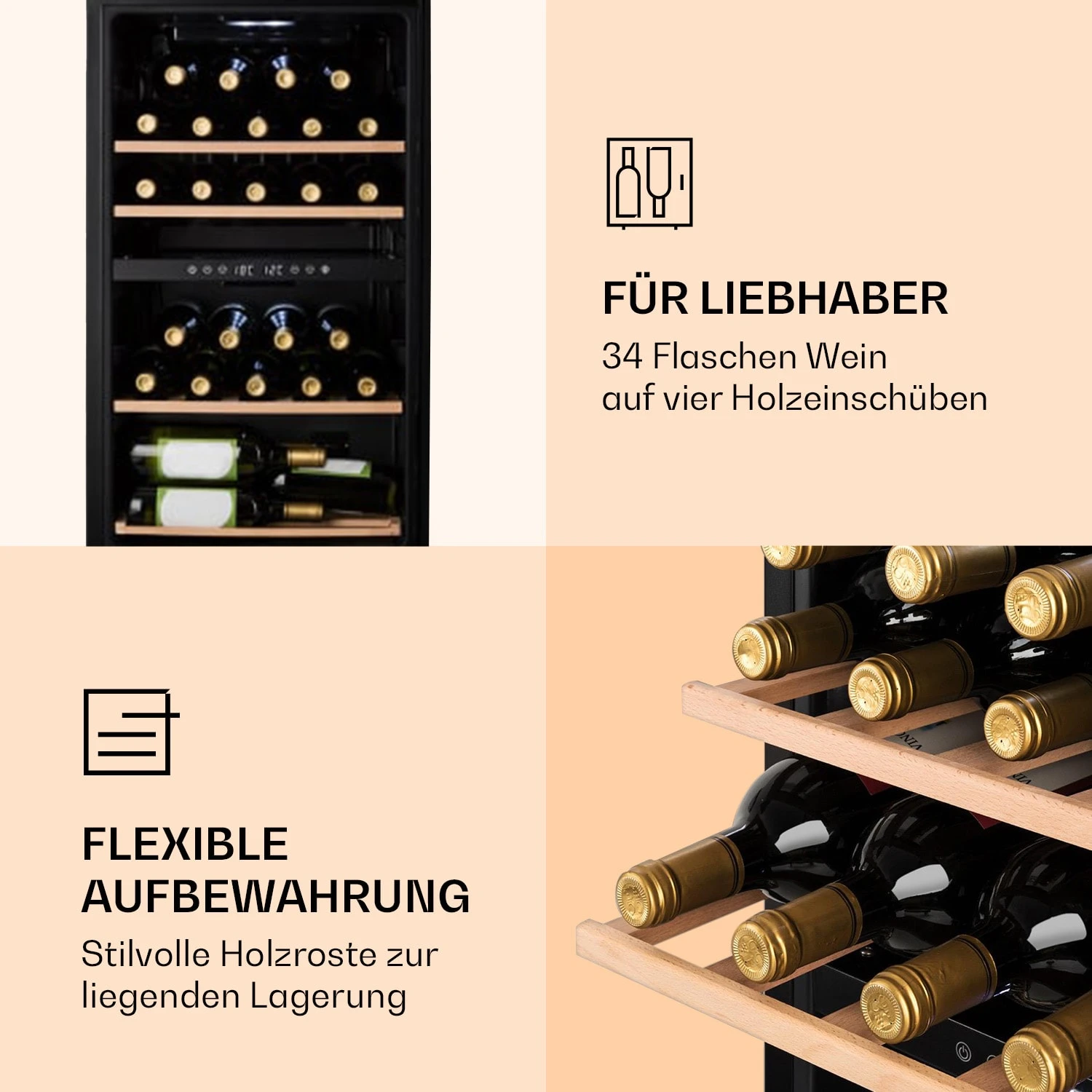 Barossa 34 Duo Weinkühlschrank 34 Fl 80 Ltr 2 Zonen Touch-Steuerung – Bild 5