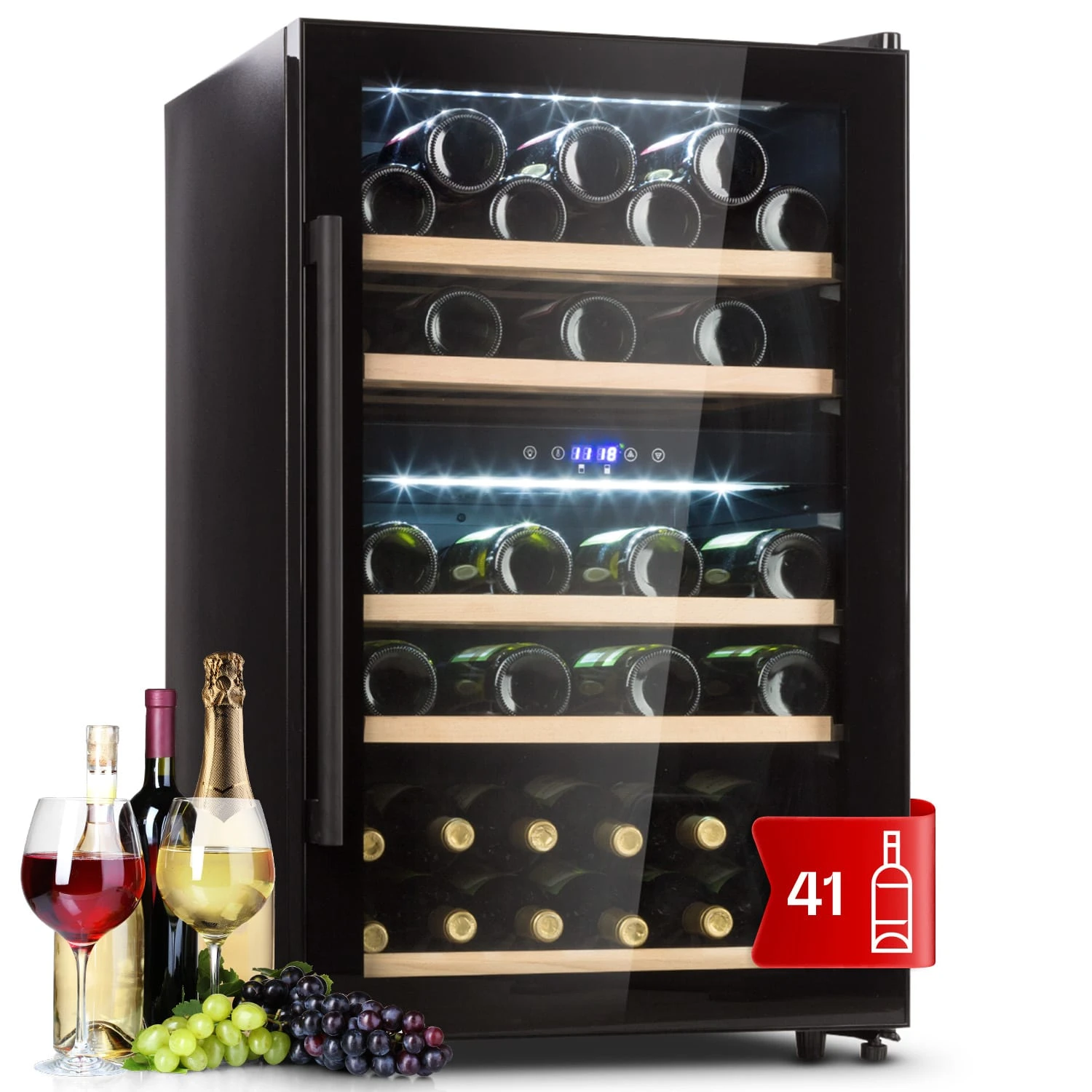 Barossa 40 Duo Weinkühlschrank 2 Zonen 41 Flaschen Glastür Touch LED