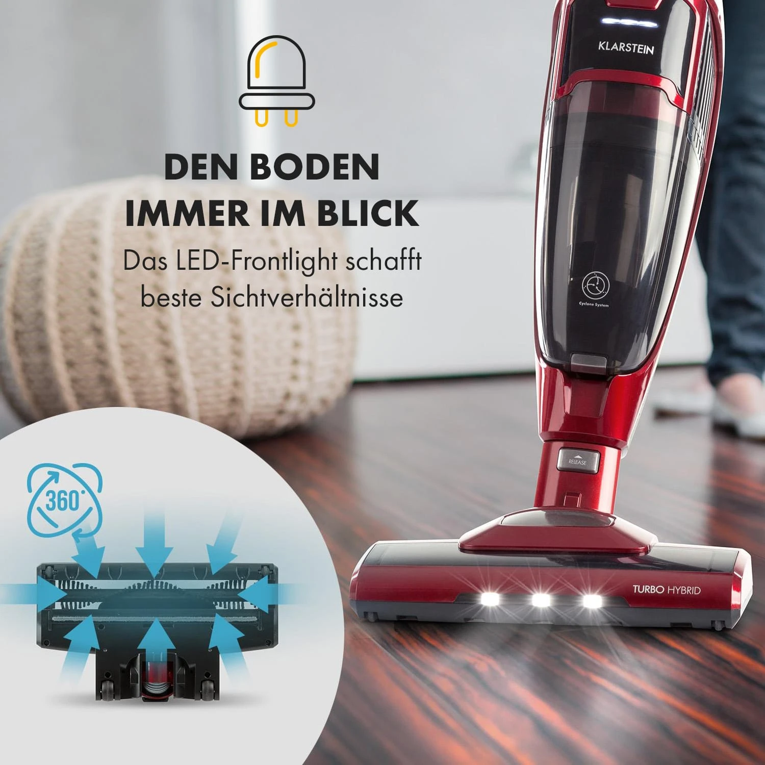 TurboHybrid Staubsauger Boden- Und Handstaubsauger Metallic-rot – Bild 2