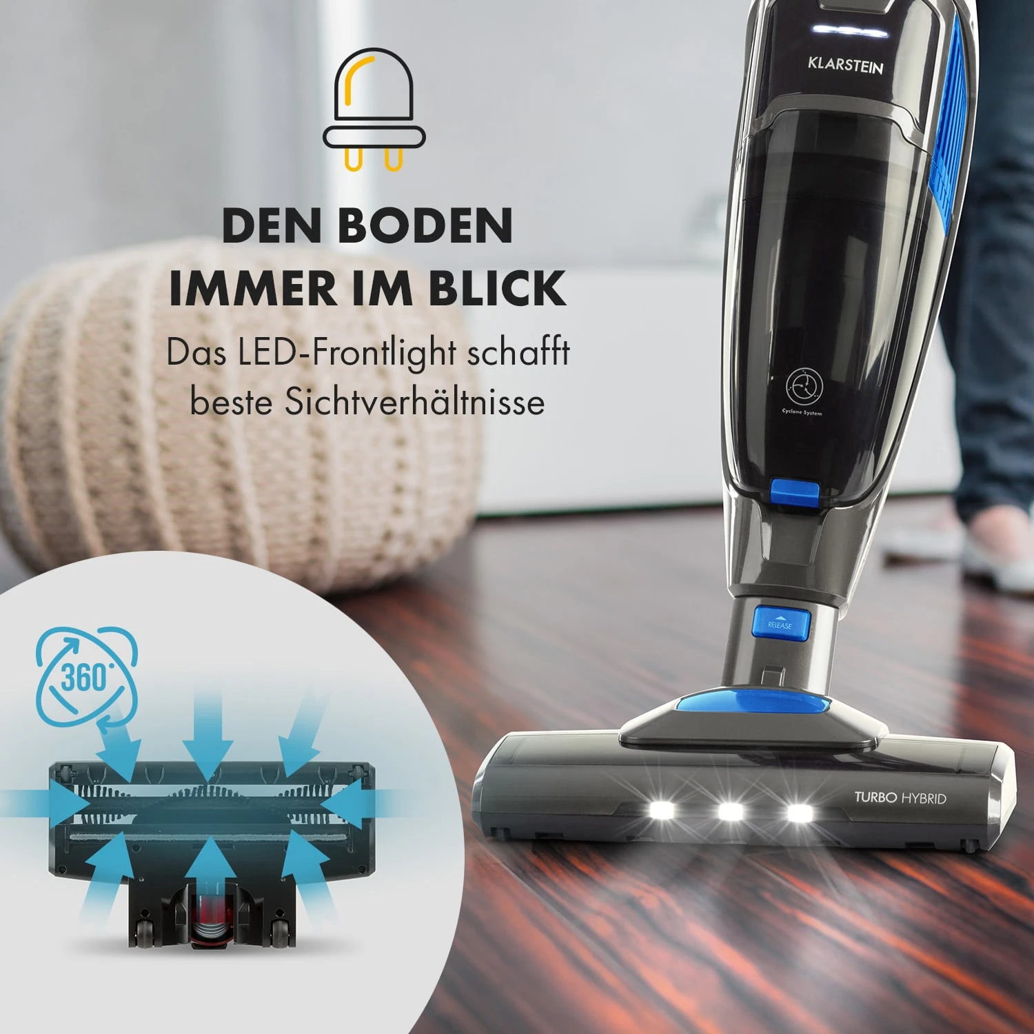 TurboHybrid Staubsauger Boden- Und Handstaubsauger Anthrazit/blau – Bild 2