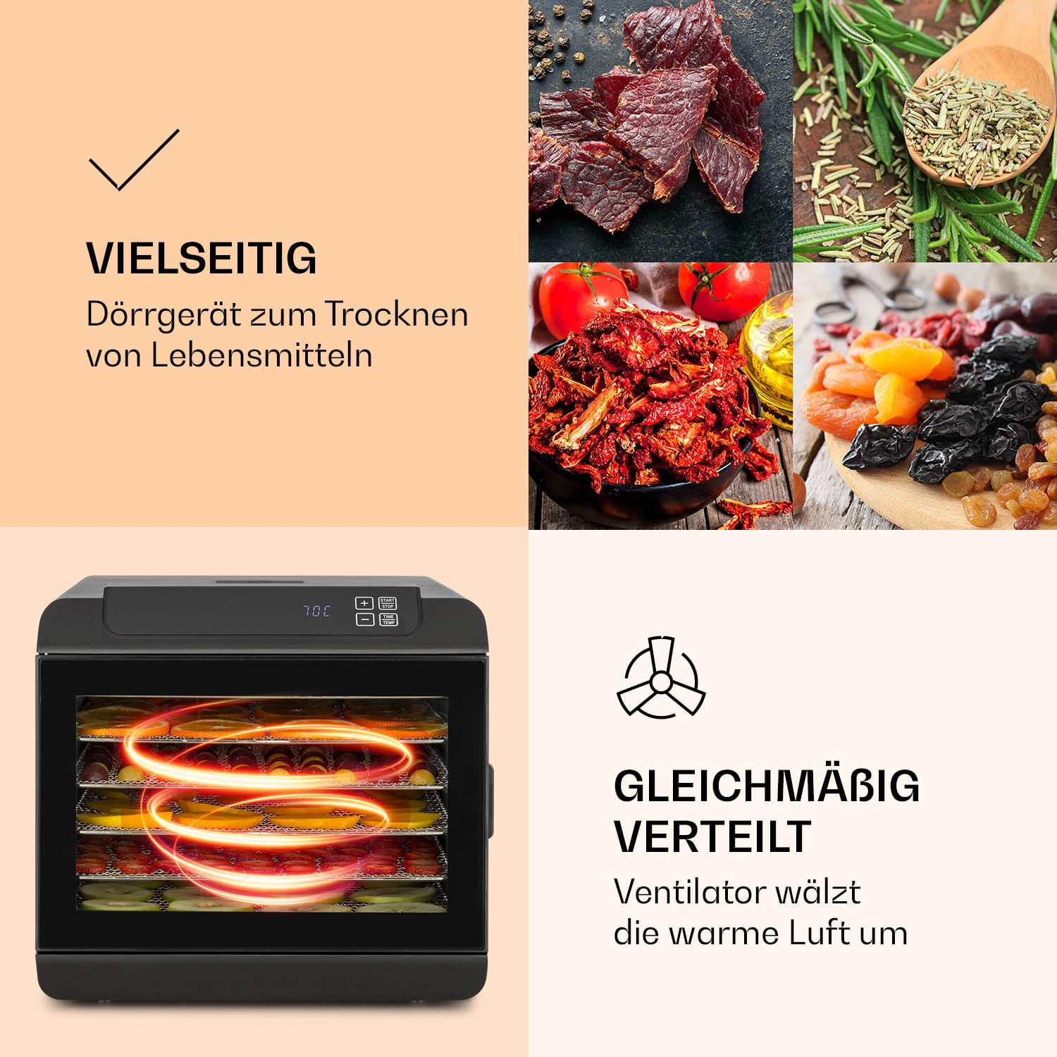 Arizona Jerky Dörrautomat 500W 35-70°C Digitales Touch-Display – Bild 5