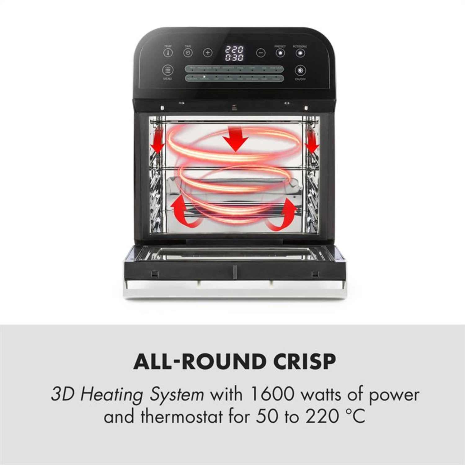 AeroVital Cube Heißluftfritteuse 1600W 12l Timer 16 Programme Schwarz – Bild 3