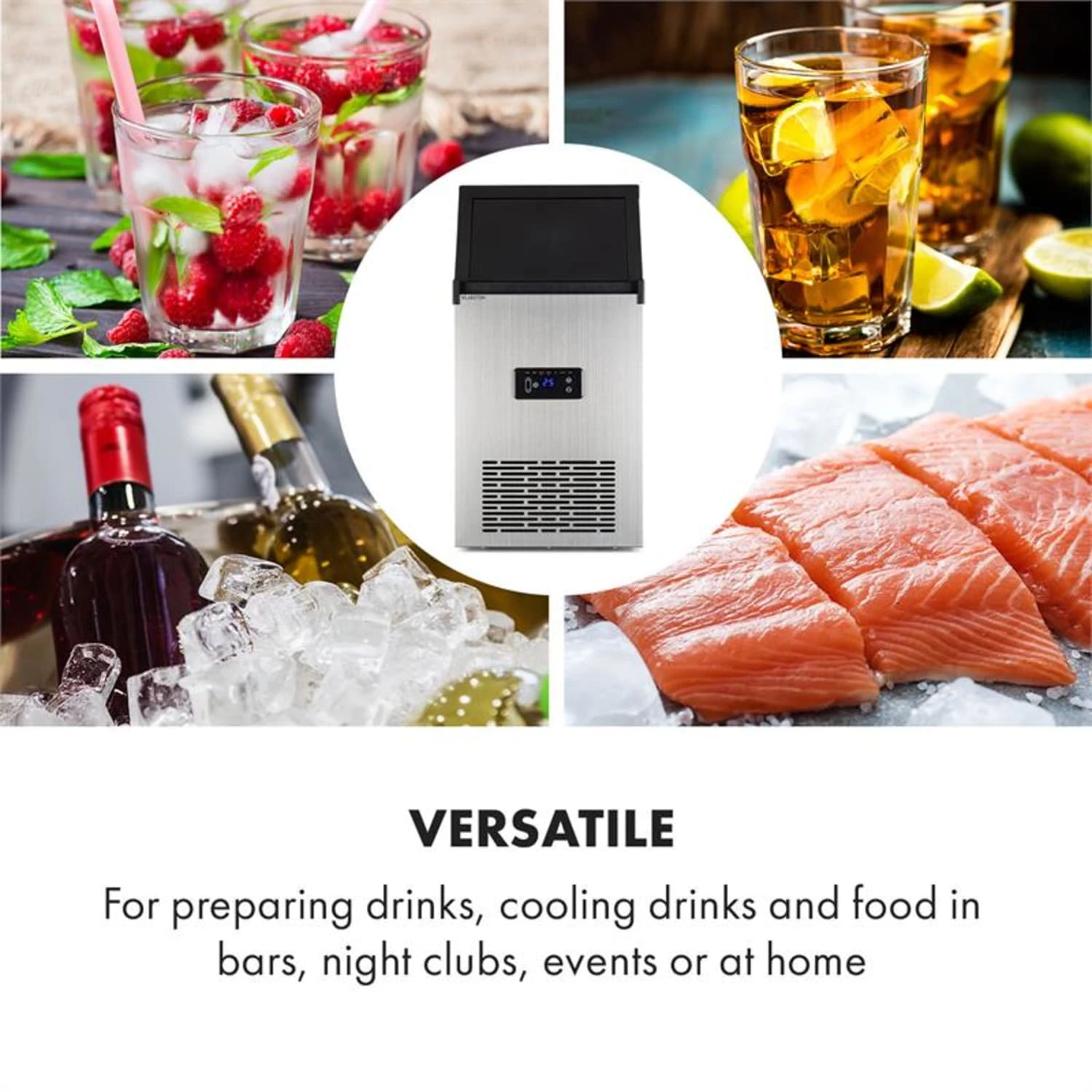 Glacial XL Profi-Eiswürfelmaschine 38kg/d 15l LED Edelstahl Schwarz – Bild 6