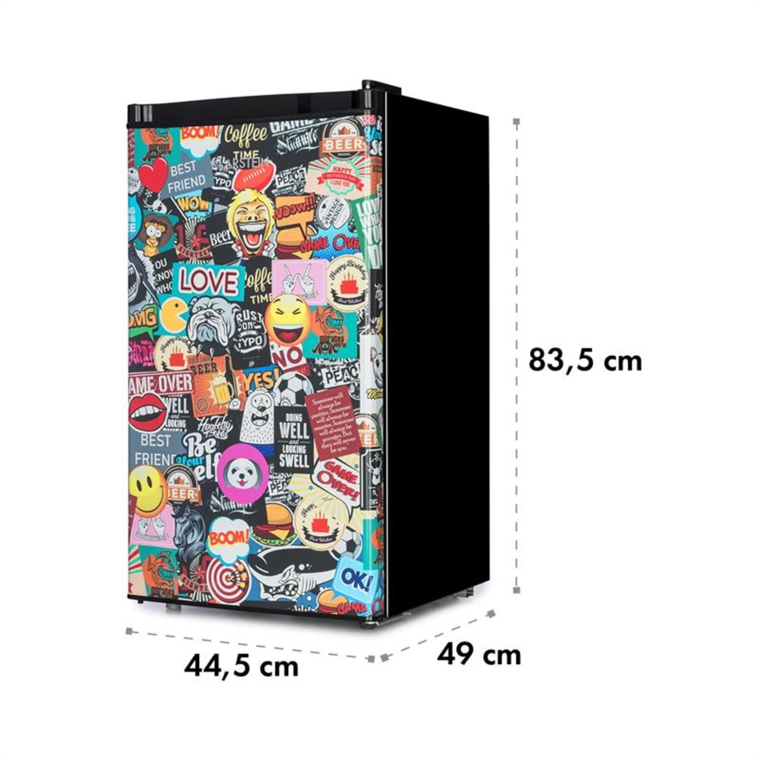 Cool Vibe Kühlschrank A+ 90 Liter VividArt Concept Manga-Style Schwarz – Bild 9