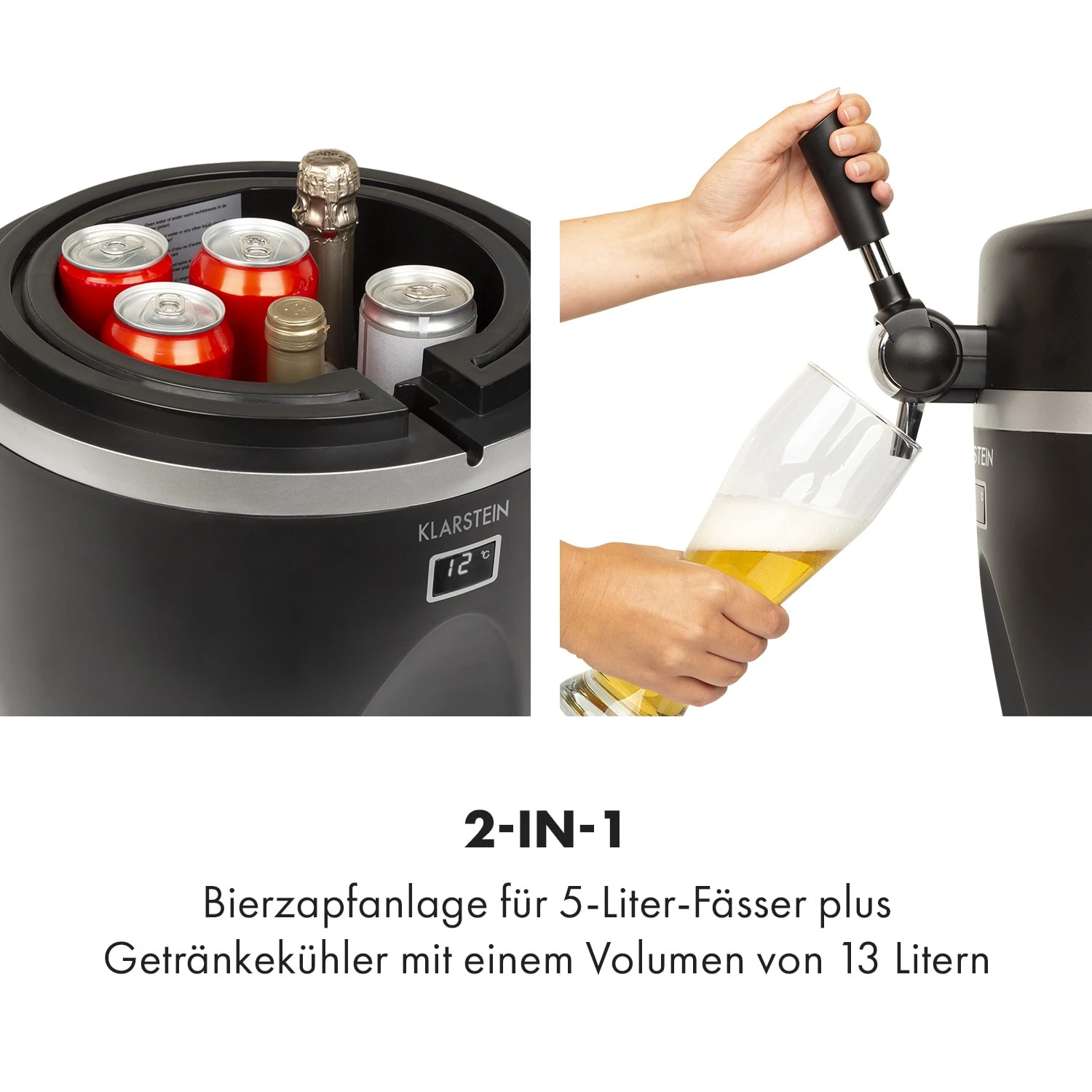 Tap2Go Mobile 2-in1 Bierzapfanlage Mit Getränkekühler 5l/13l Schwarz – Bild 3