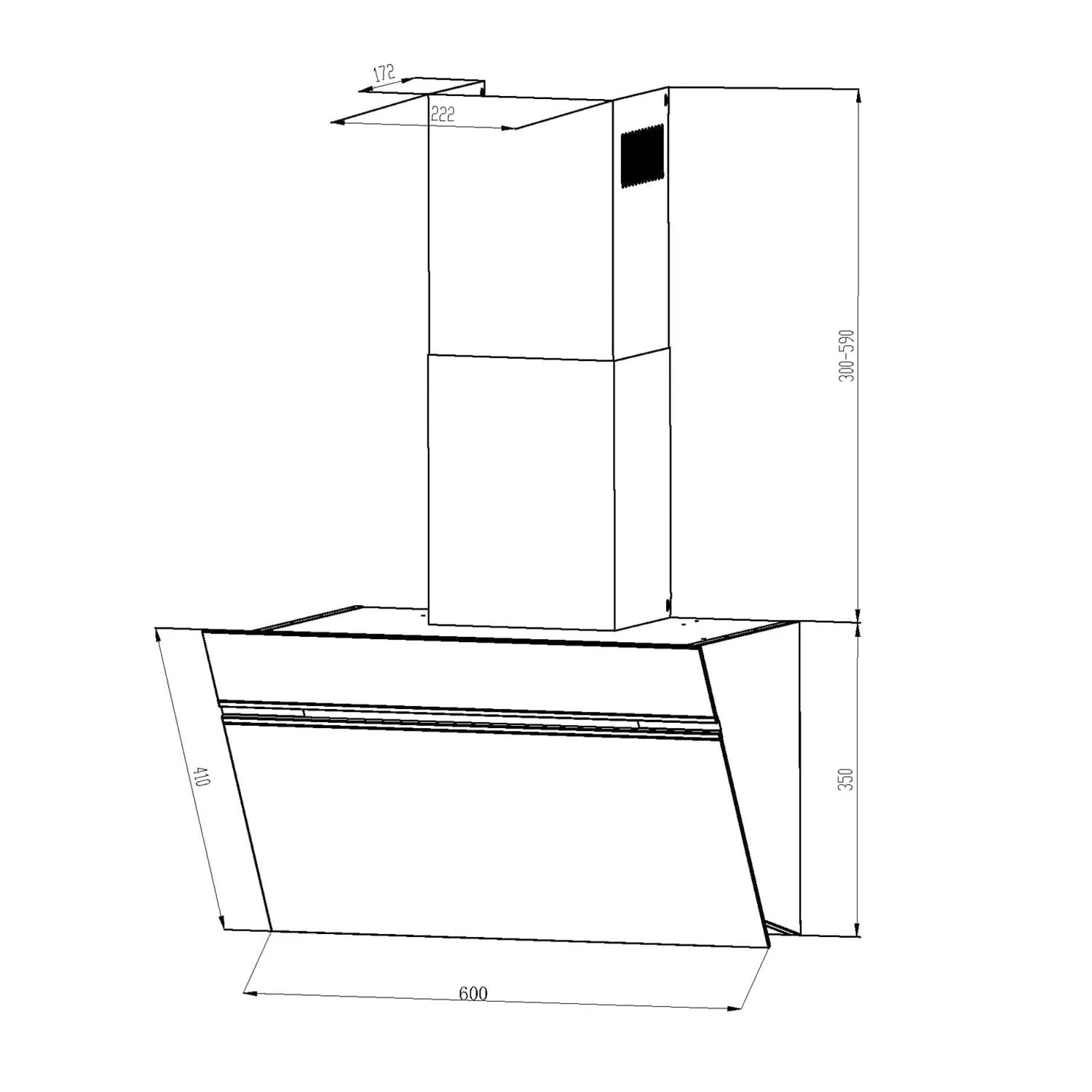 Alina Dunstabzugshaube 600 M³/h LED-Display Ambientelicht Glasfront – Bild 9