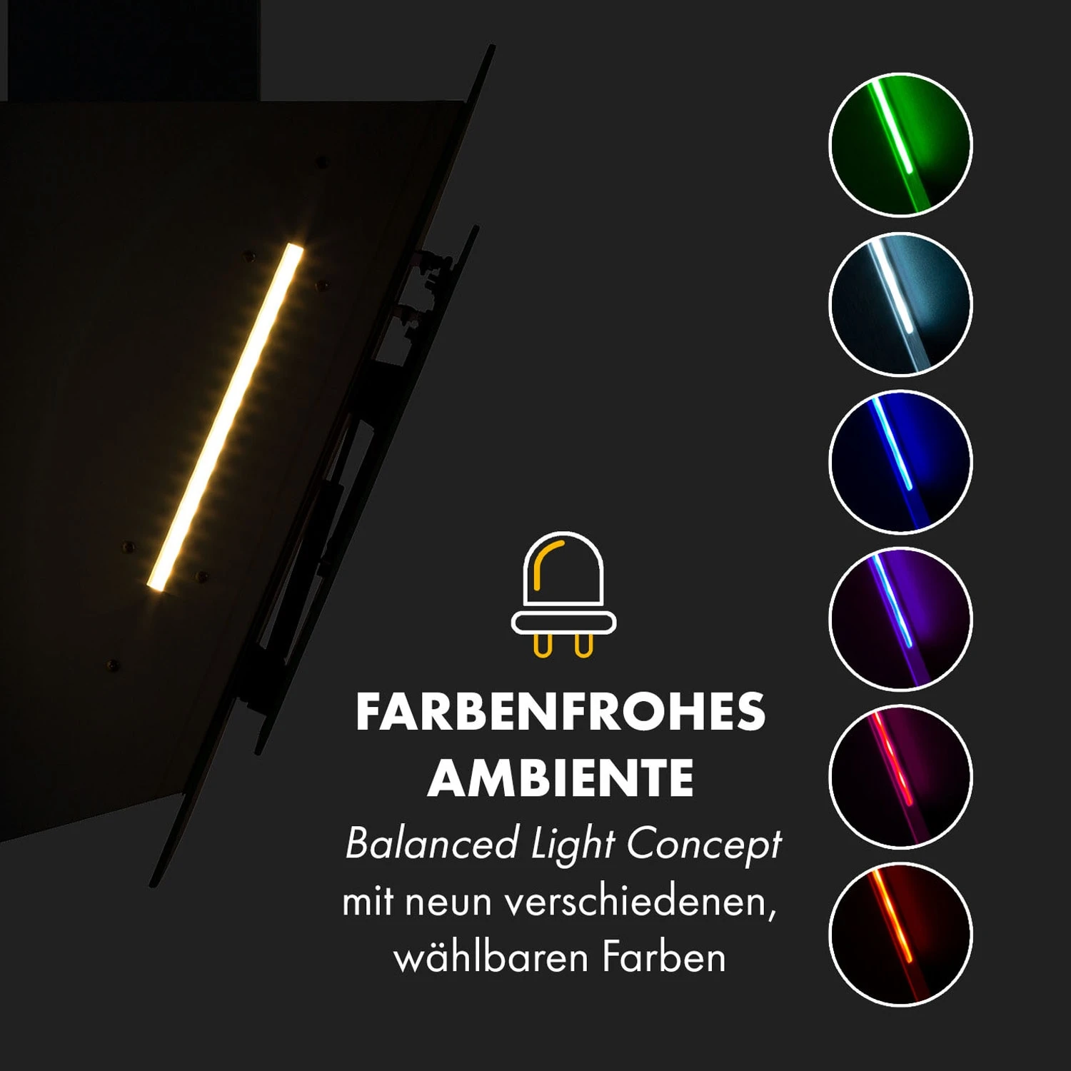 Mirage 90 Dunstabzugshaube 550 M³/h Touch-Panel Ambient EEC A++ Weiß – Bild 5