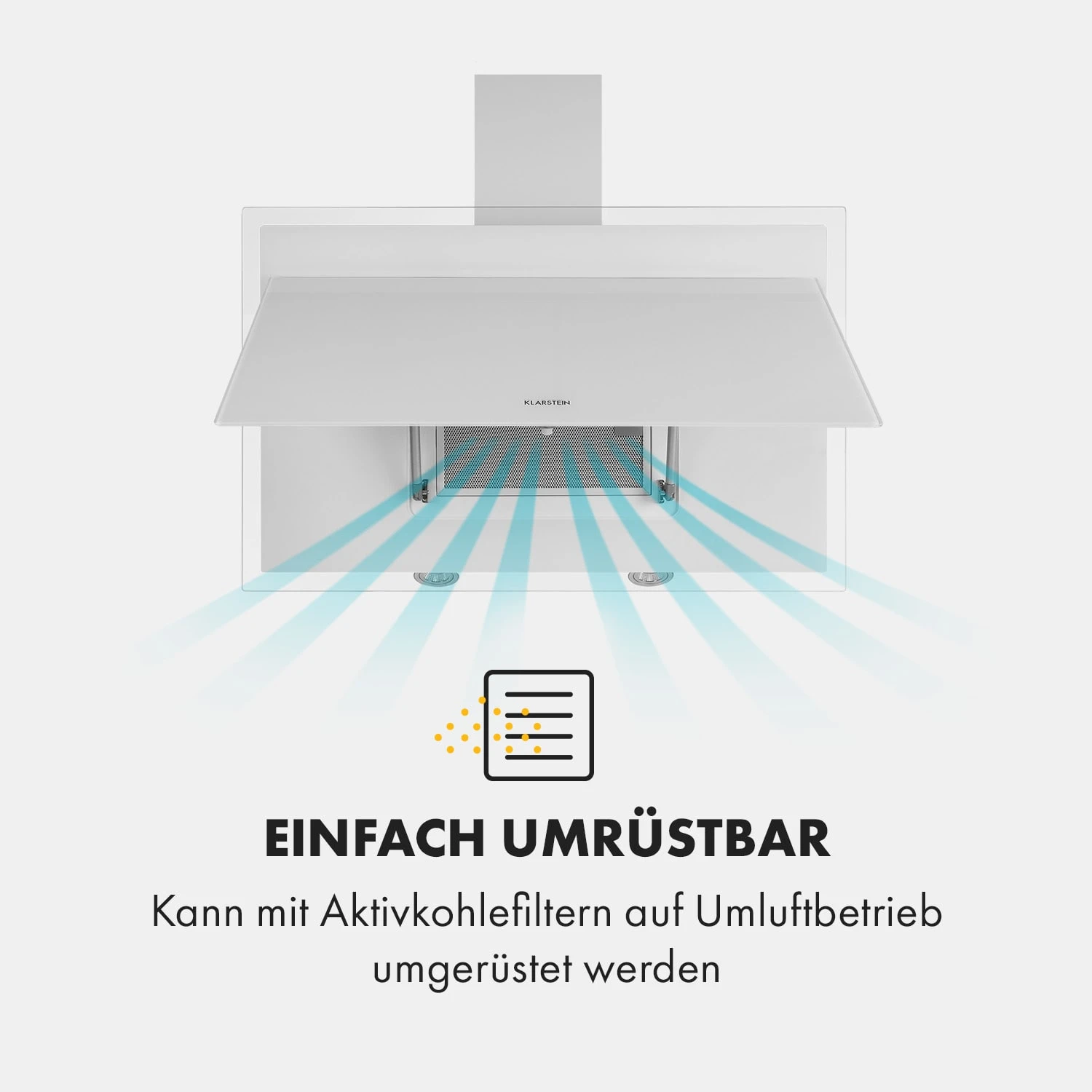Mirage 90 Dunstabzugshaube 550 M³/h Touch-Panel Ambient EEC A++ Weiß – Bild 6