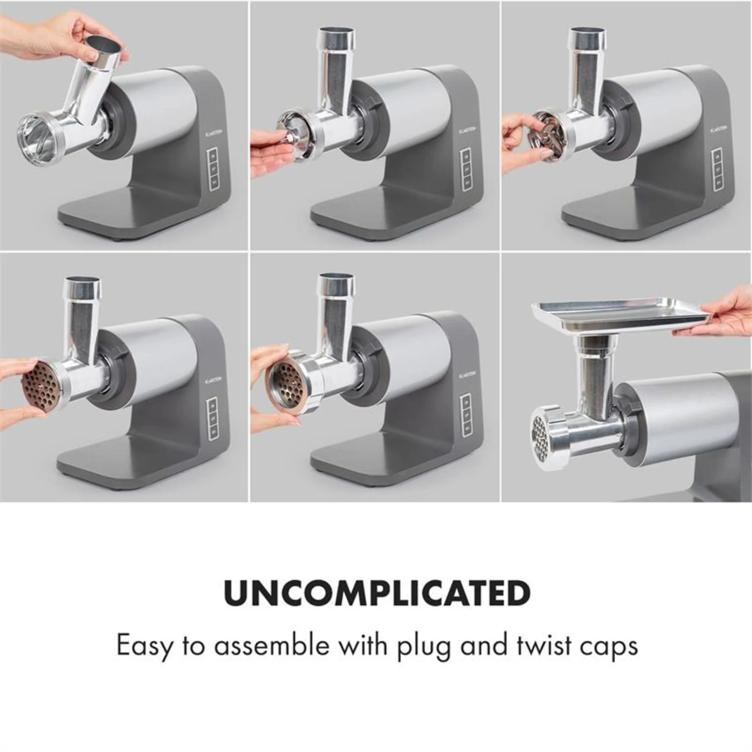 Mett Max Elektrischer Fleischwolf 600W Kupfermotor Aluminium – Bild 3