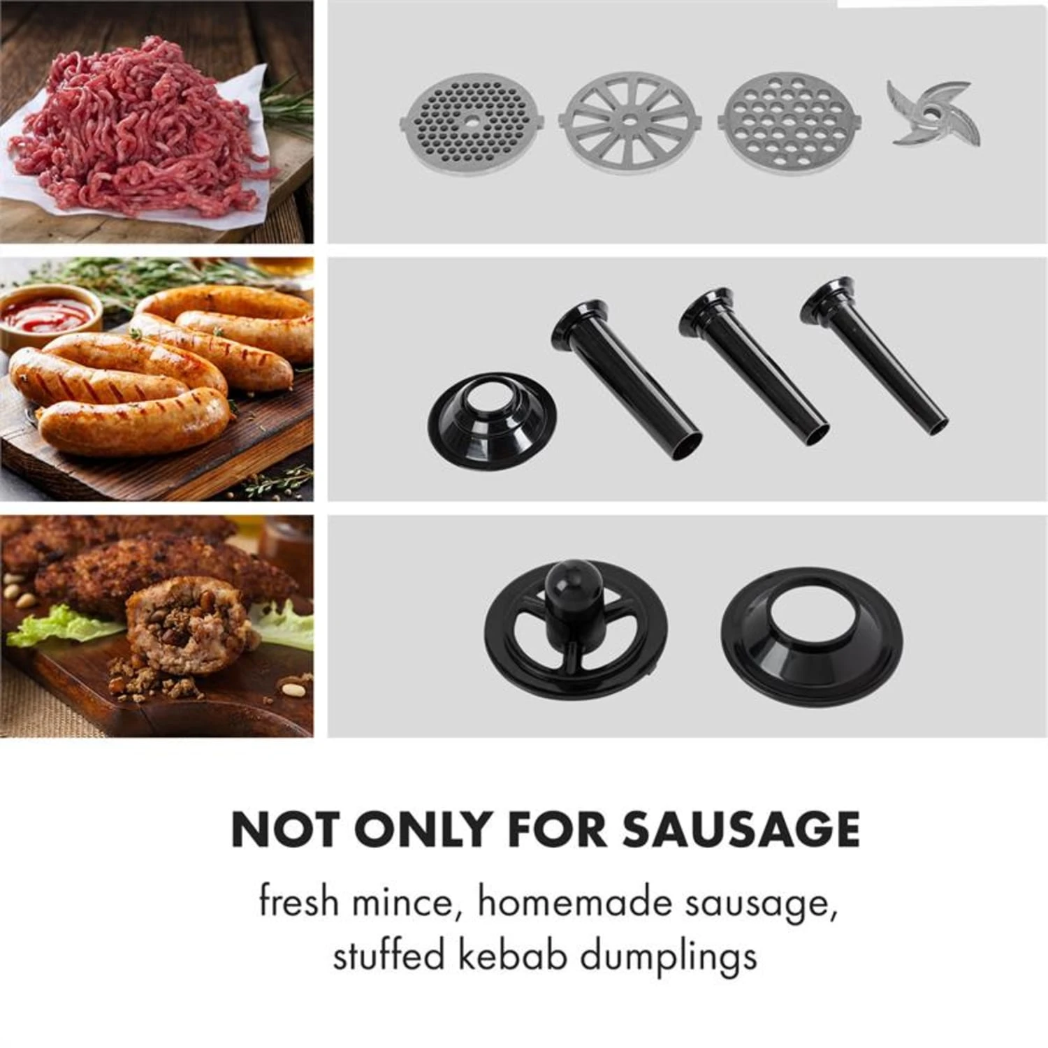 Mett Max Elektrischer Fleischwolf 600W Kupfermotor Aluminium – Bild 4