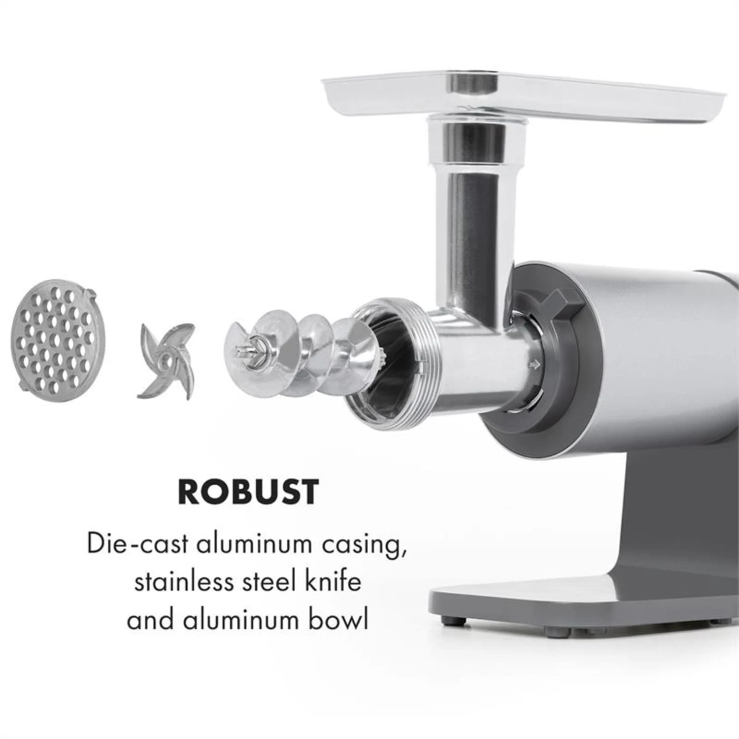 Mett Max Elektrischer Fleischwolf 600W Kupfermotor Aluminium – Bild 5