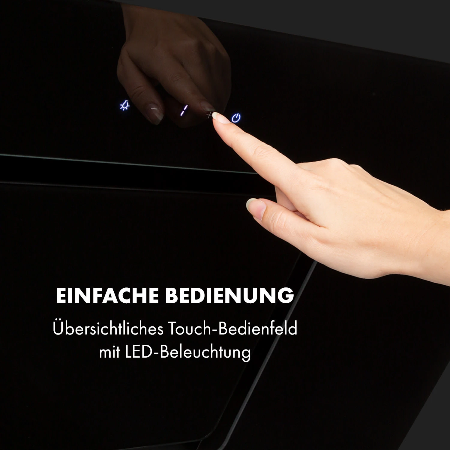 Sofia 90 Dunstabzugshaube Kopffrei 300 M³/h Touch-Control Glasfront – Bild 4