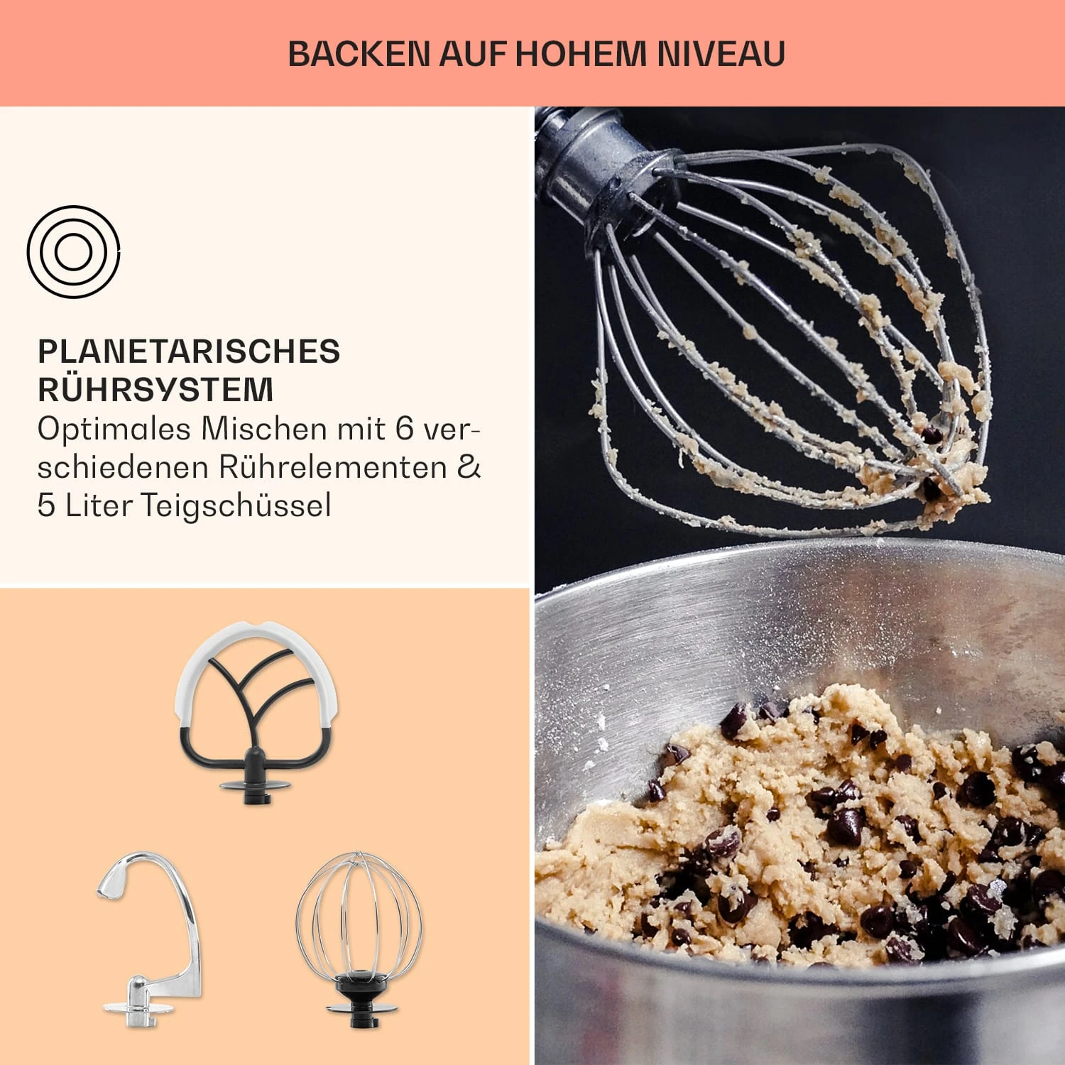 Bella Elegance Küchenmaschine 2000W/2,7PS/5,2 Ltr Edelstahl BPA-frei – Bild 6