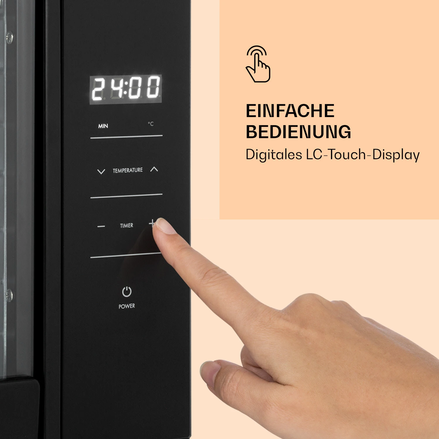 Mega Jerky Dörrautomat 650W 35-80°C LC-Touch-Display Timer 8 Ebenen – Bild 3