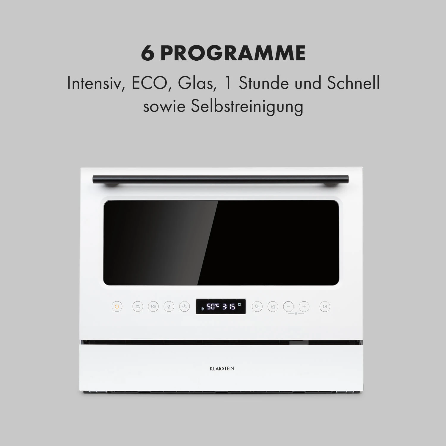 Azuria Geschirrspülmaschine 1380W 6,5L 6 Gedecke Schwarze Glasfront – Bild 5