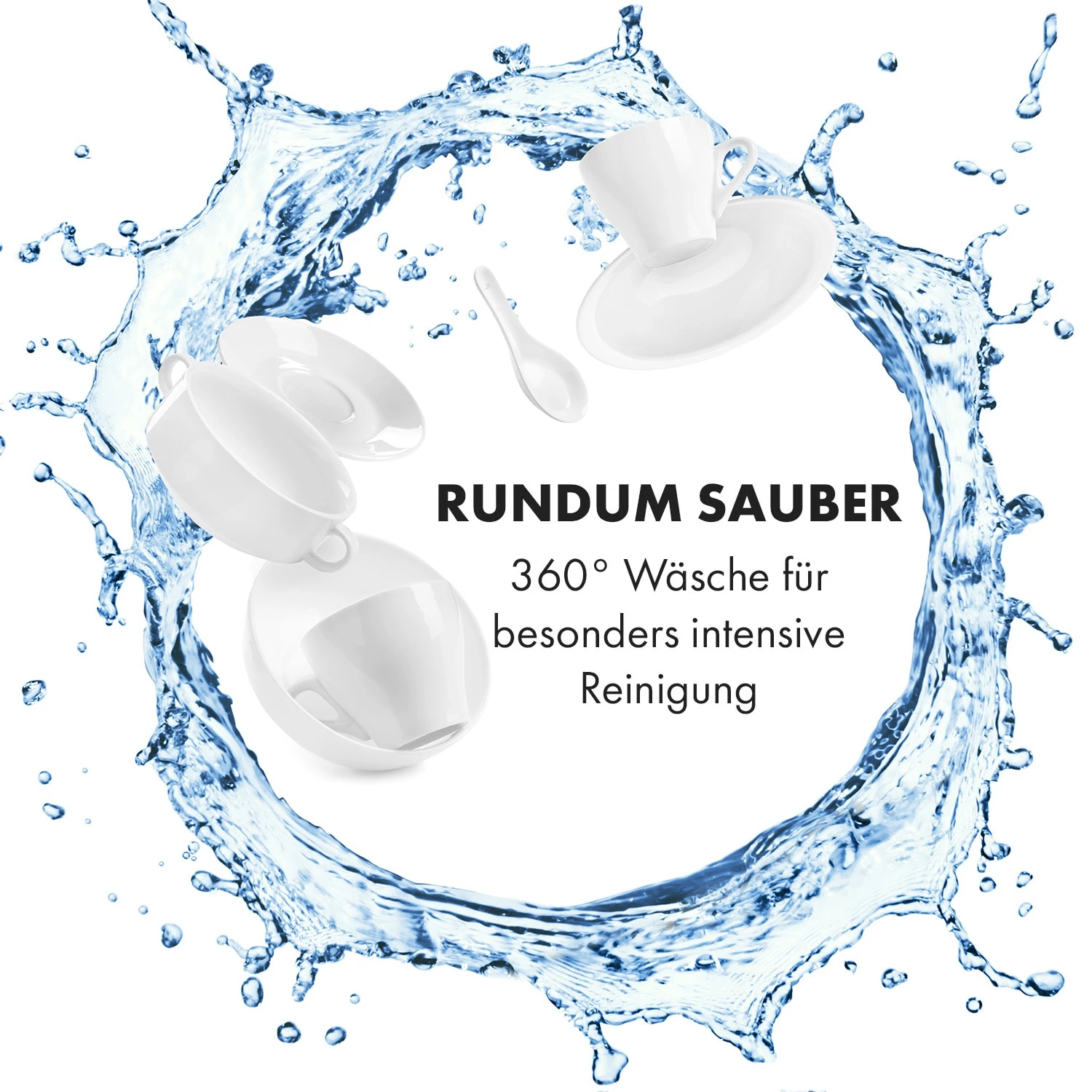 Azuria Geschirrspülmaschine 1380W 6,5L 6 Gedecke Schwarze Glasfront – Bild 6