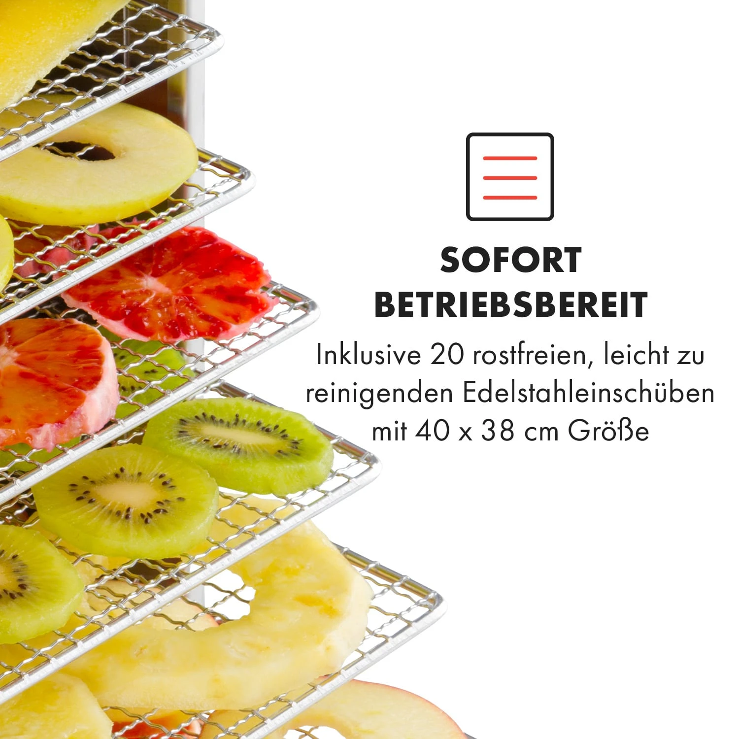 Master Jerky 300 Dörrautomat 2000W 40-90 °C 24h-Timer Edelstahl Silber – Bild 4