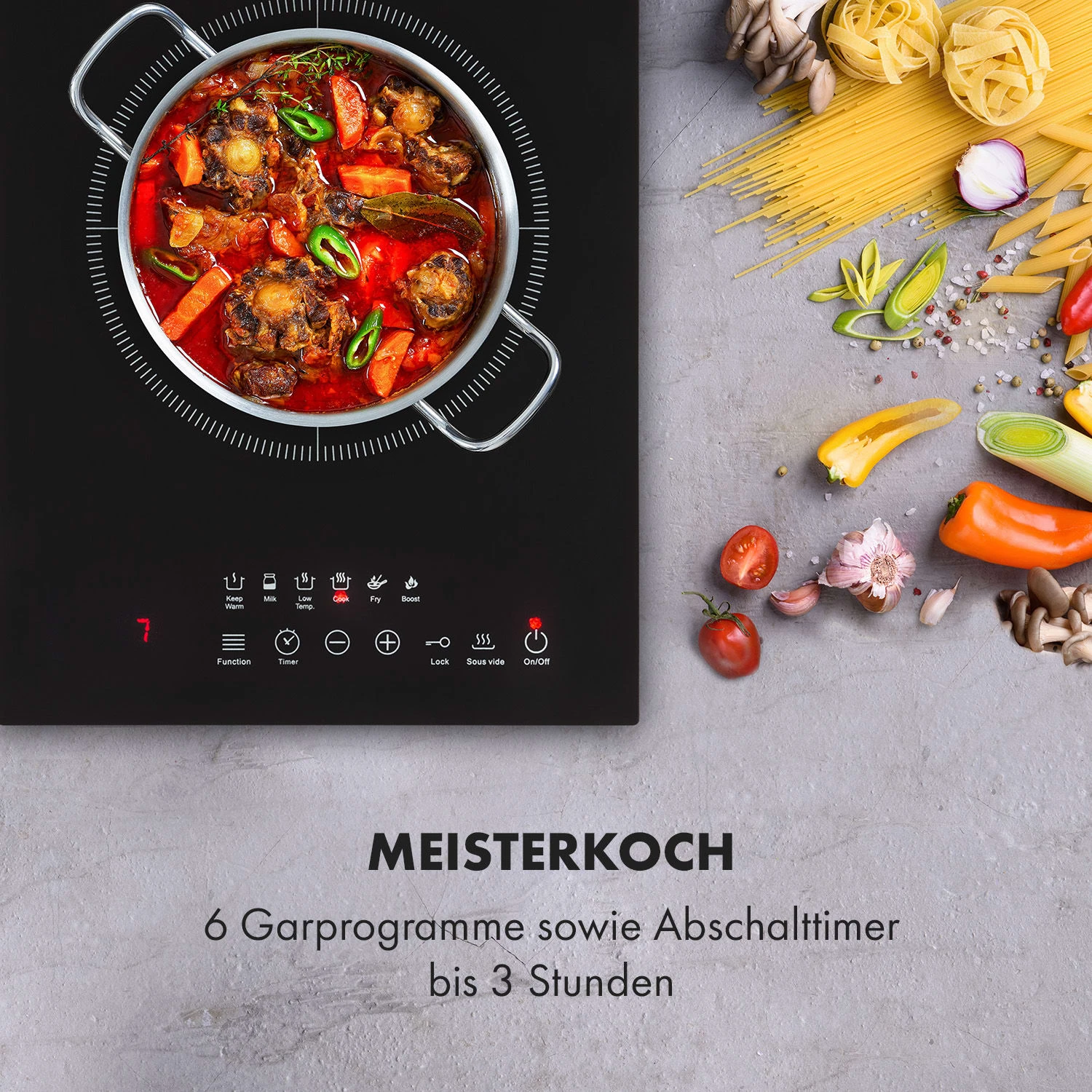 Cook N Roll Induktionskochfeld 2000W Timer 10 Stufen Bratenthermometer – Bild 8