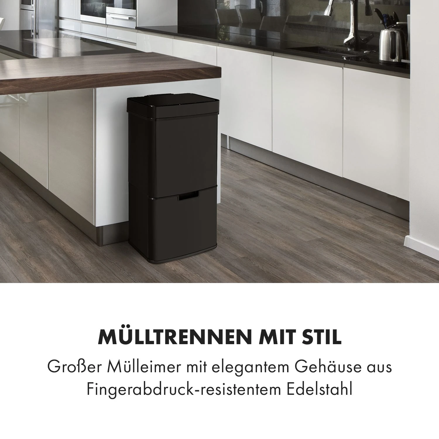 Touchless Black Stainless Steel Müllsammler Sensor 72L 4 Behälter ABS / PP / Edelstahl Schwarz – Bild 2