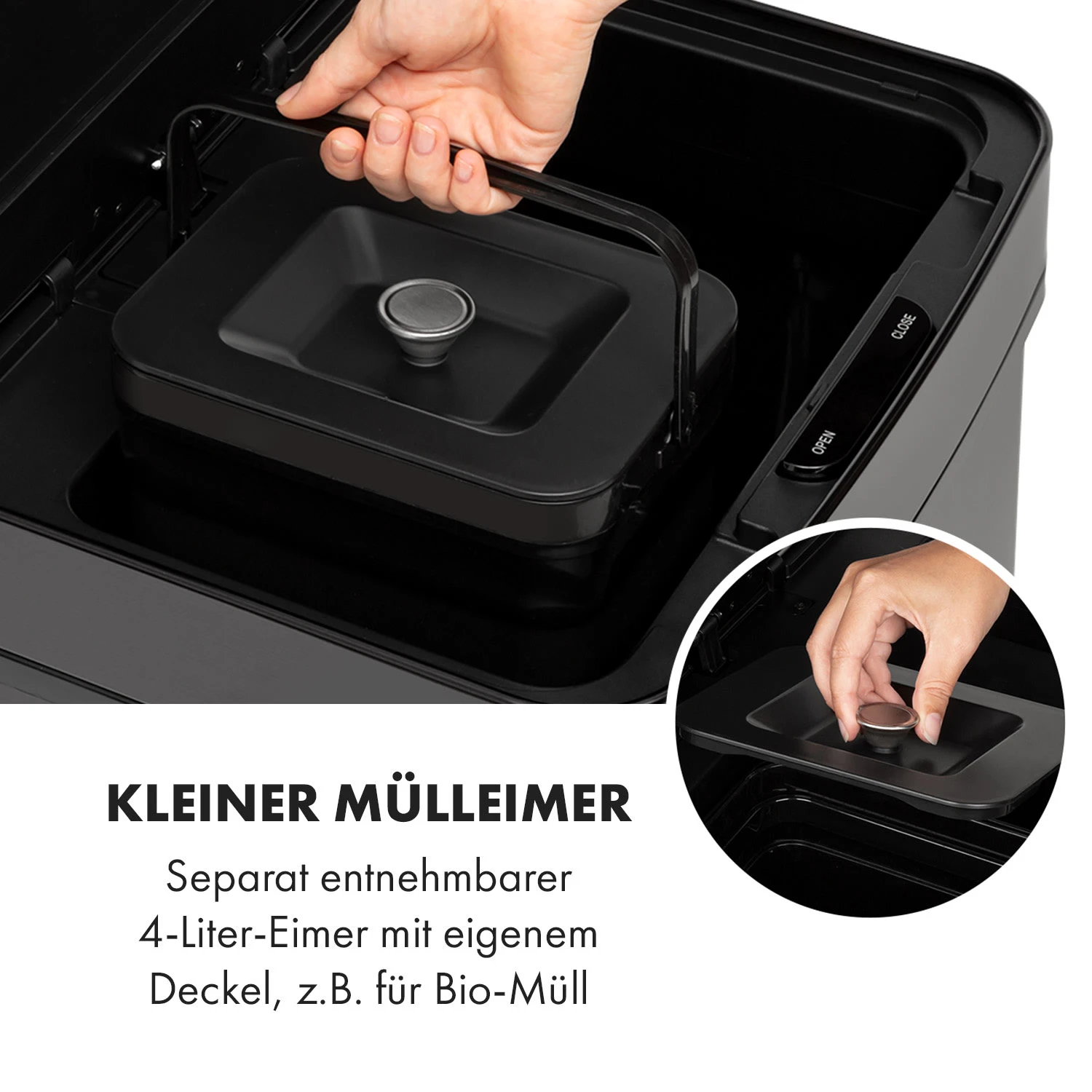 Touchless Black Stainless Steel Müllsammler Sensor 72L 4 Behälter ABS / PP / Edelstahl Schwarz – Bild 4