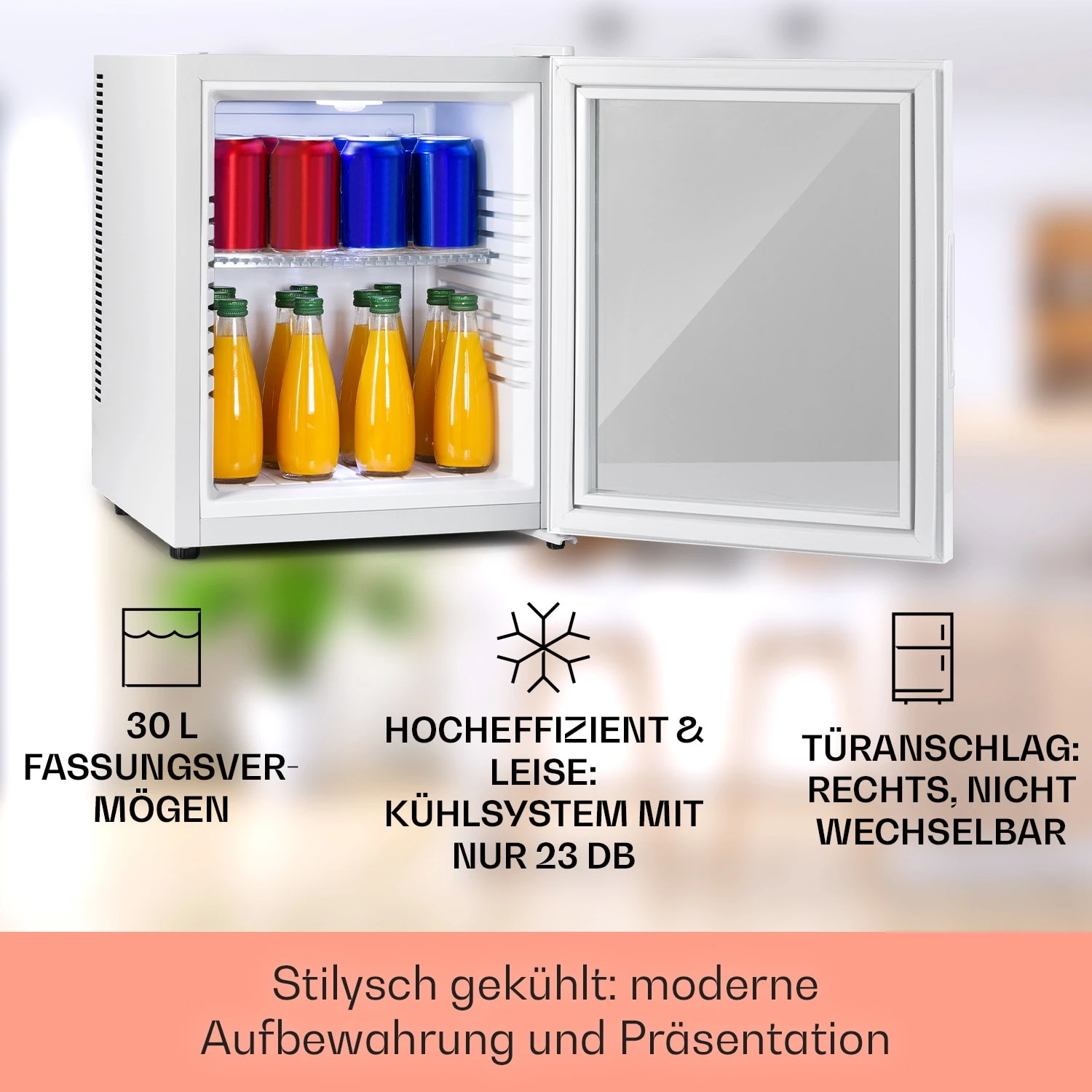 Brooklyn 32 Mini-Kühlschrank Glastür LED Ablage – Bild 2