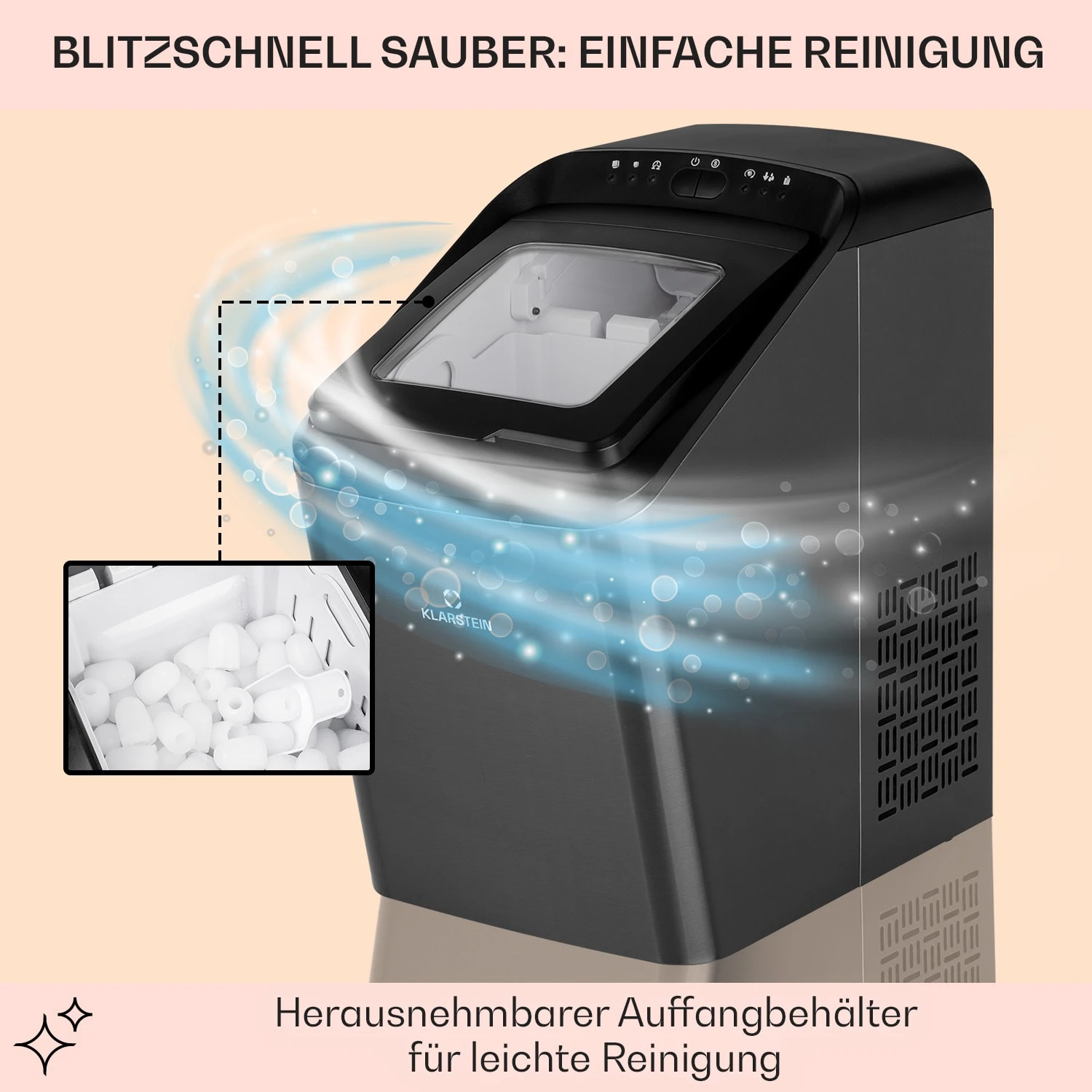 Partytime Eiswürfelmaschine Klareis 15kg/24h Edelstahl – Bild 5