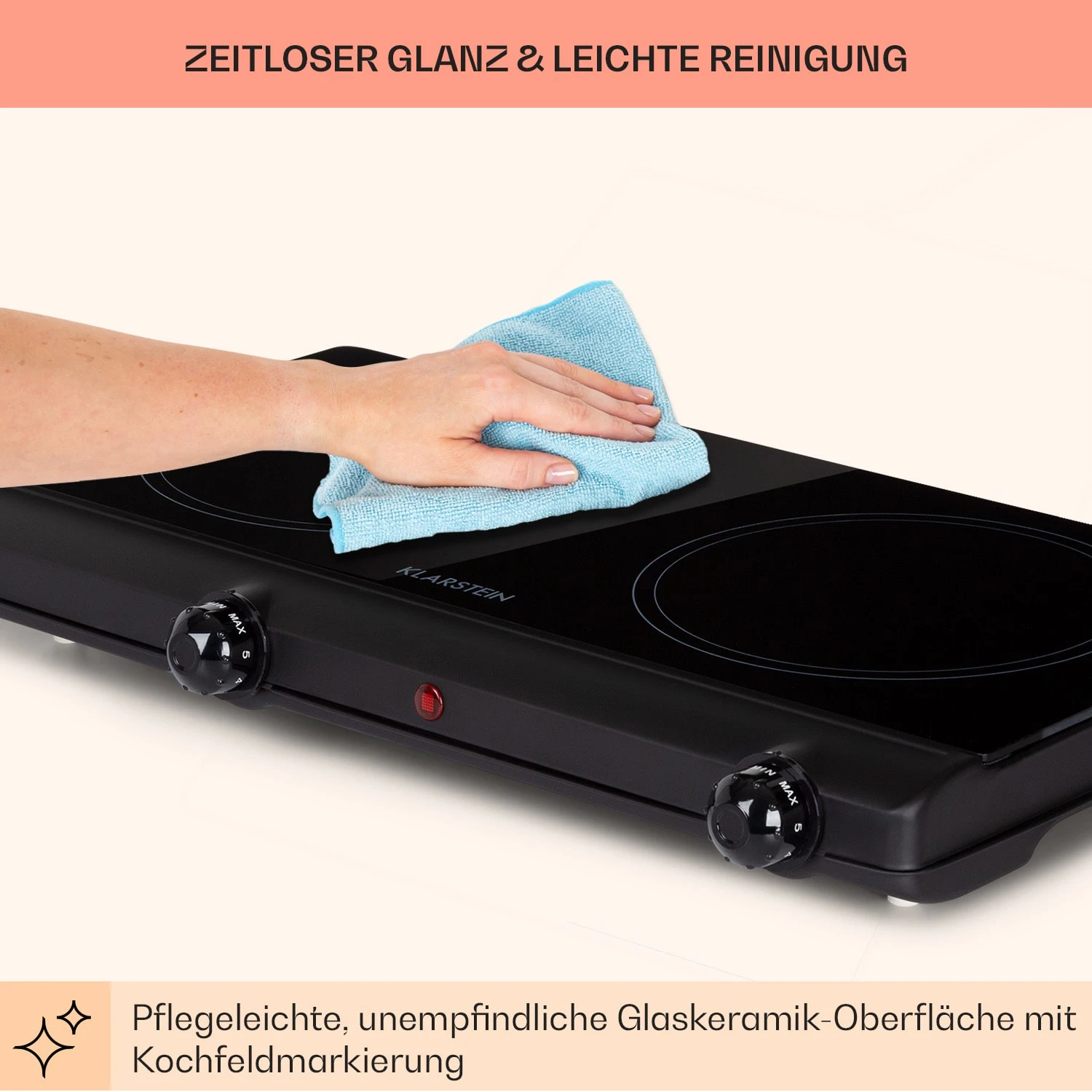Cookbuddy Doppel-Kochfeld 2400W 5 Leistungsstufen Glaskeramik – Bild 7