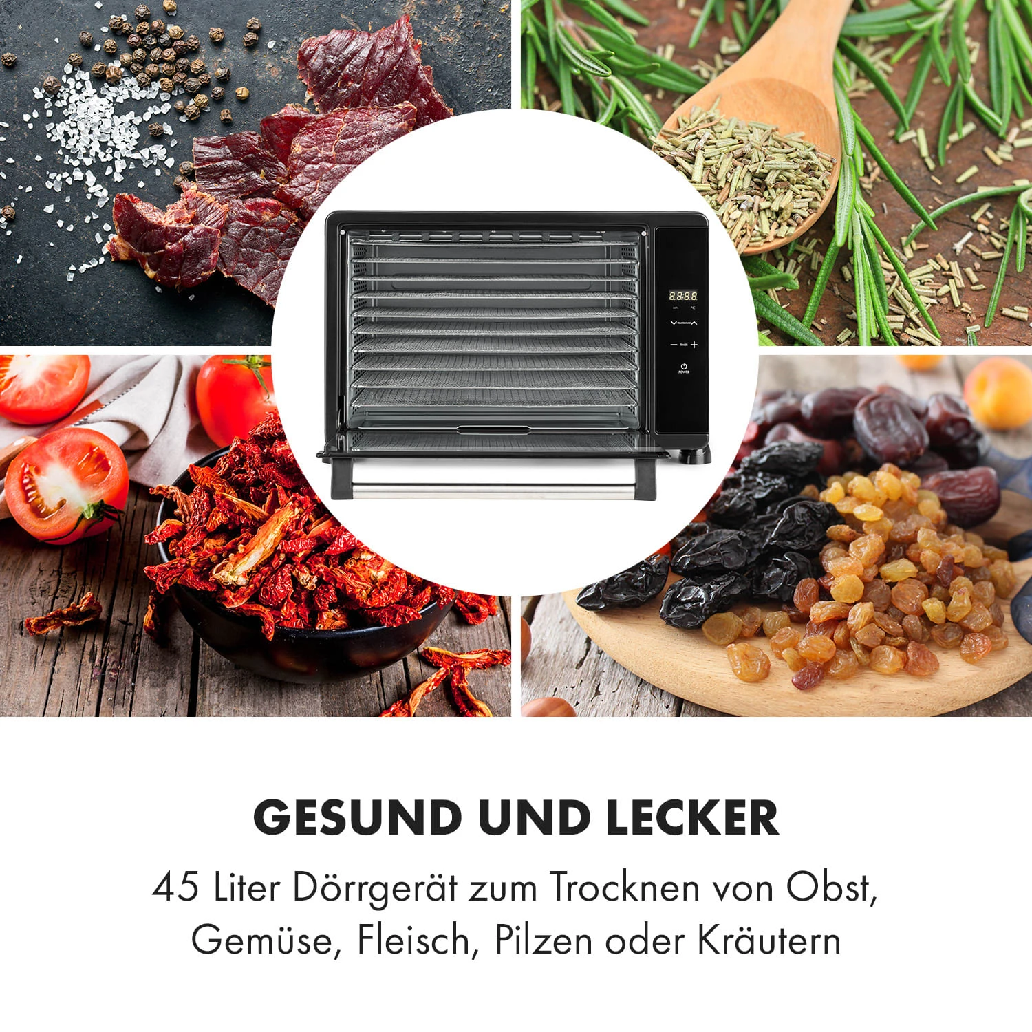 Mega Jerky Dörrautomat 650W 50-80°C LC-Touch-Display Timer – Bild 4