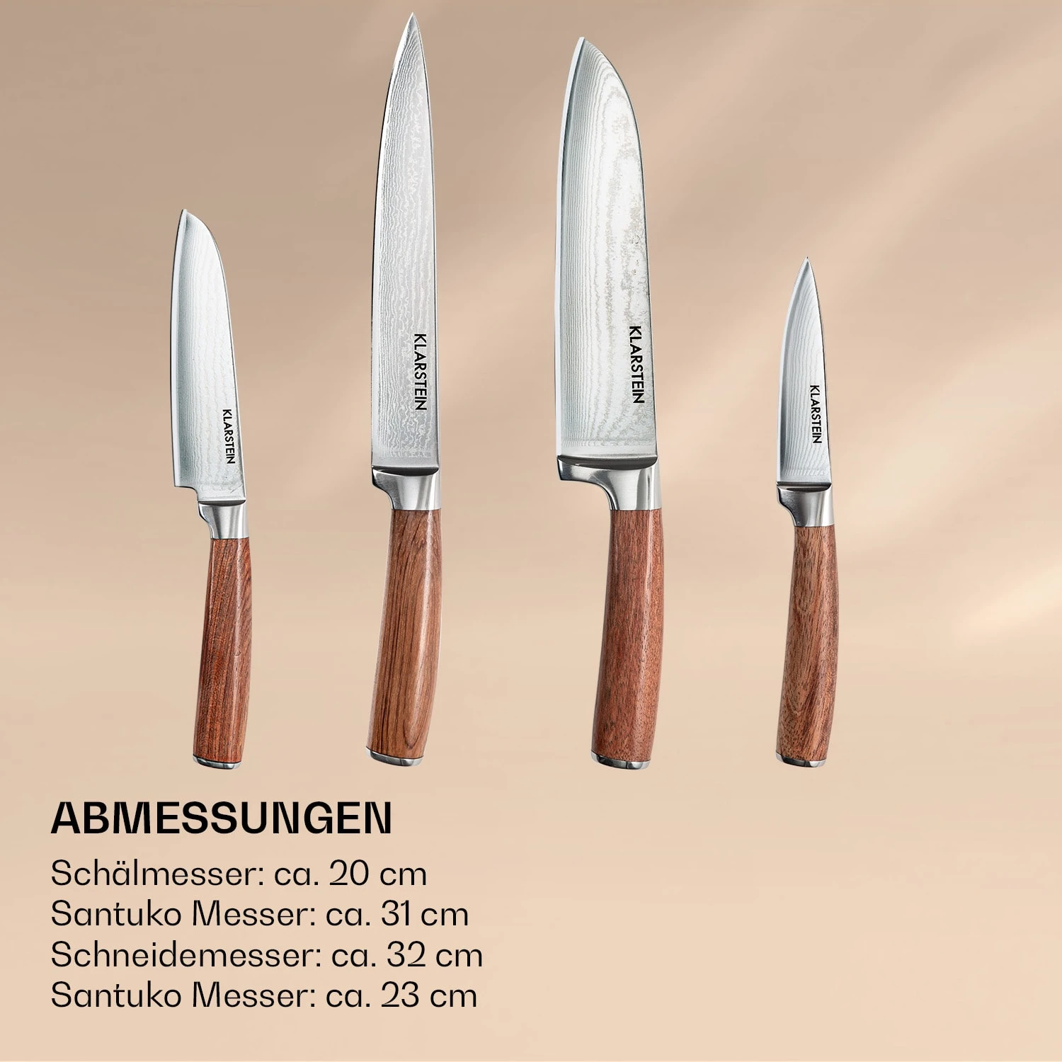 Kaito Damaszener Messerset 4-teilig Extra Scharf Griffe Aus Rosenholz – Bild 6