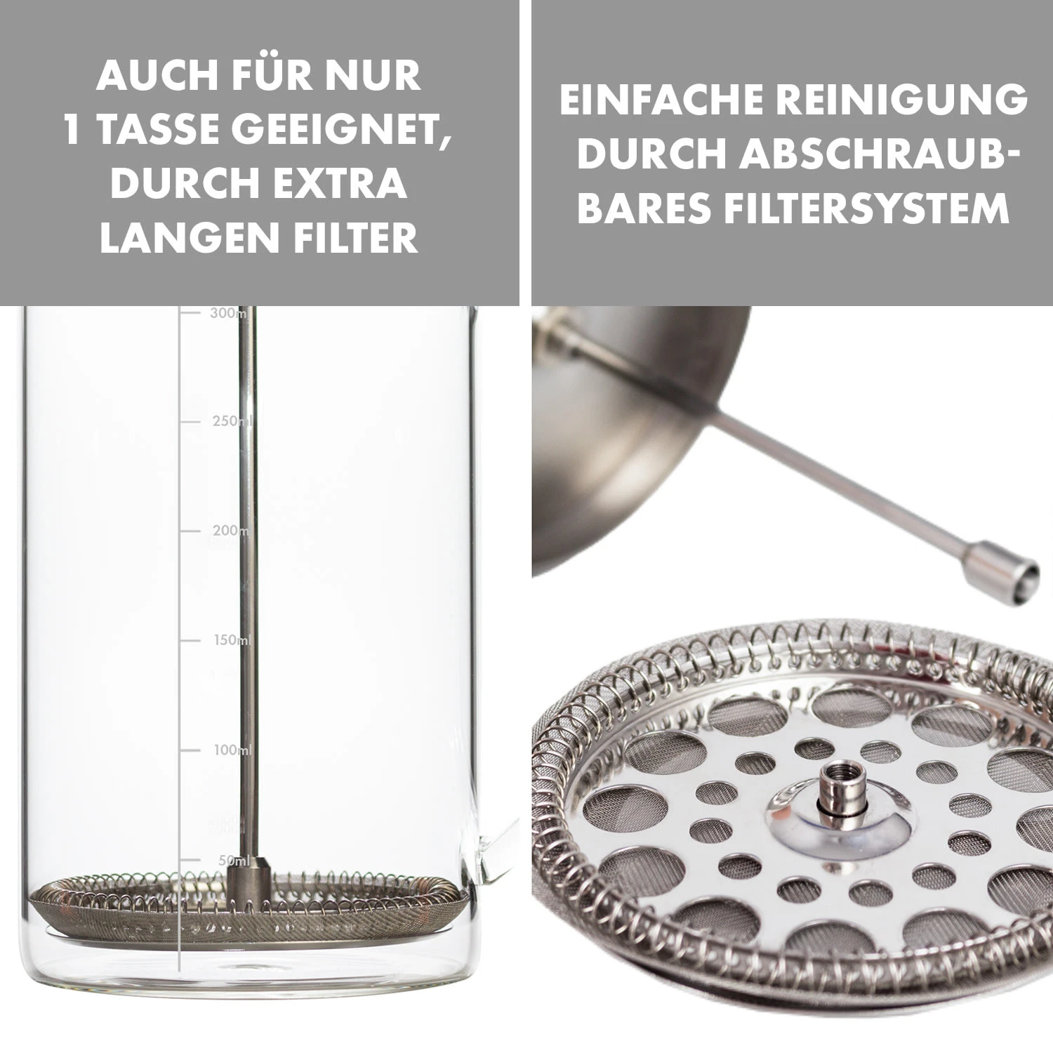 Glaswerk Ristretto French Press 0,35 Liter Borosilikatglas Edelstahl Walnussholz – Bild 6