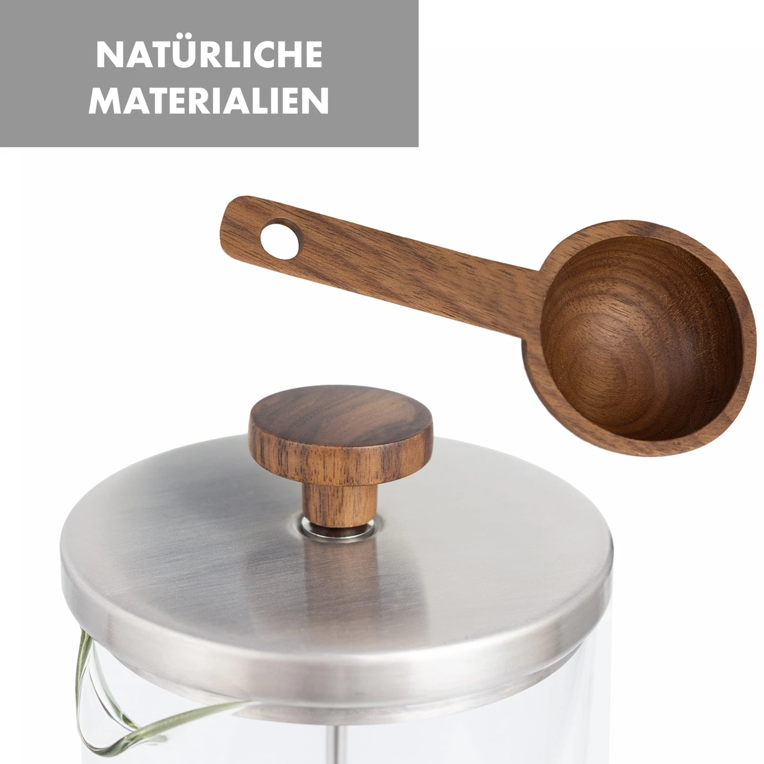 Glaswerk Ristretto French Press 0,35 Liter Borosilikatglas Edelstahl Walnussholz – Bild 7