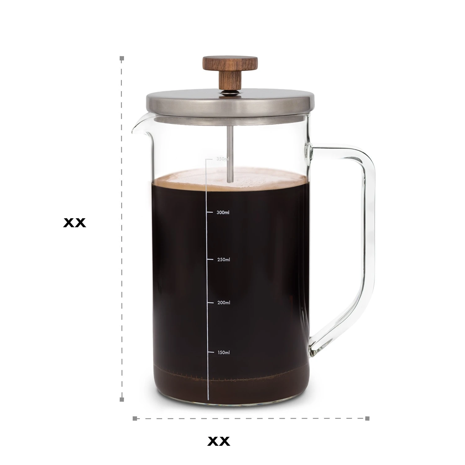 Glaswerk Ristretto French Press 0,35 Liter Borosilikatglas Edelstahl Walnussholz – Bild 8