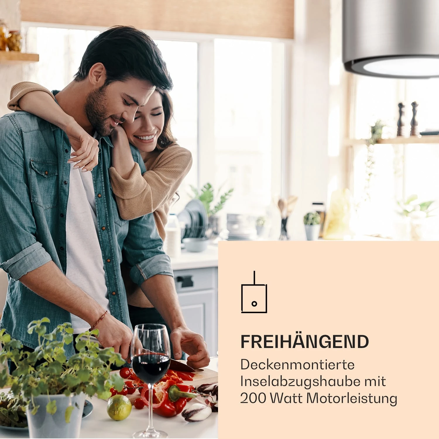 Skyfall Smart Inselabzugshaube Ø45cm Umluft 402m³/h LED – Bild 2