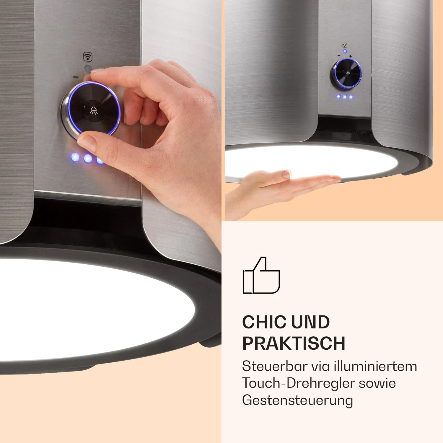 Skyfall Smart Inselabzugshaube Ø45cm Umluft 402m³/h LED – Bild 4