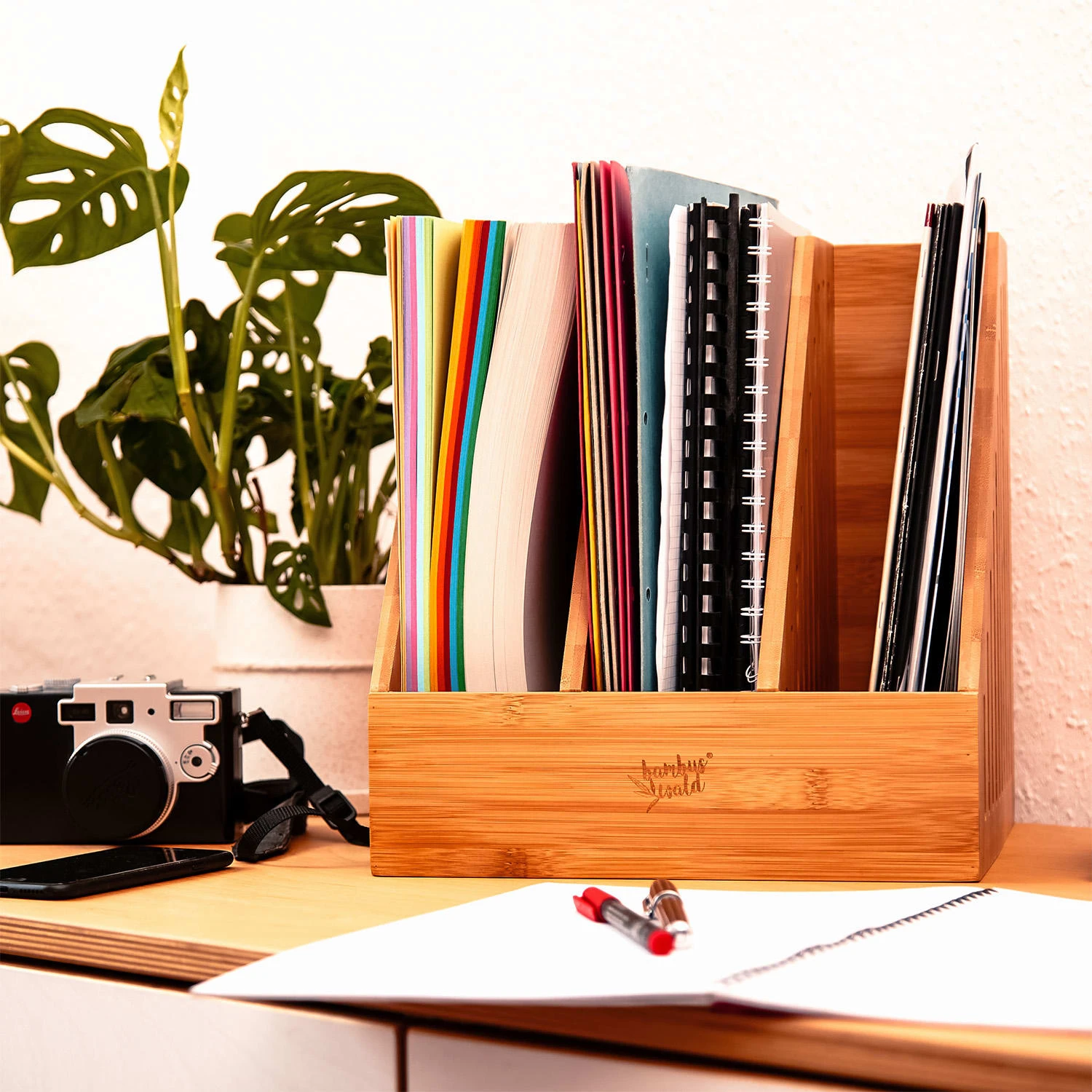 Stehsammler 3 Fächer Maße: 26,5x28x30 Cm Für DINA4-Formate Bambus – Bild 4