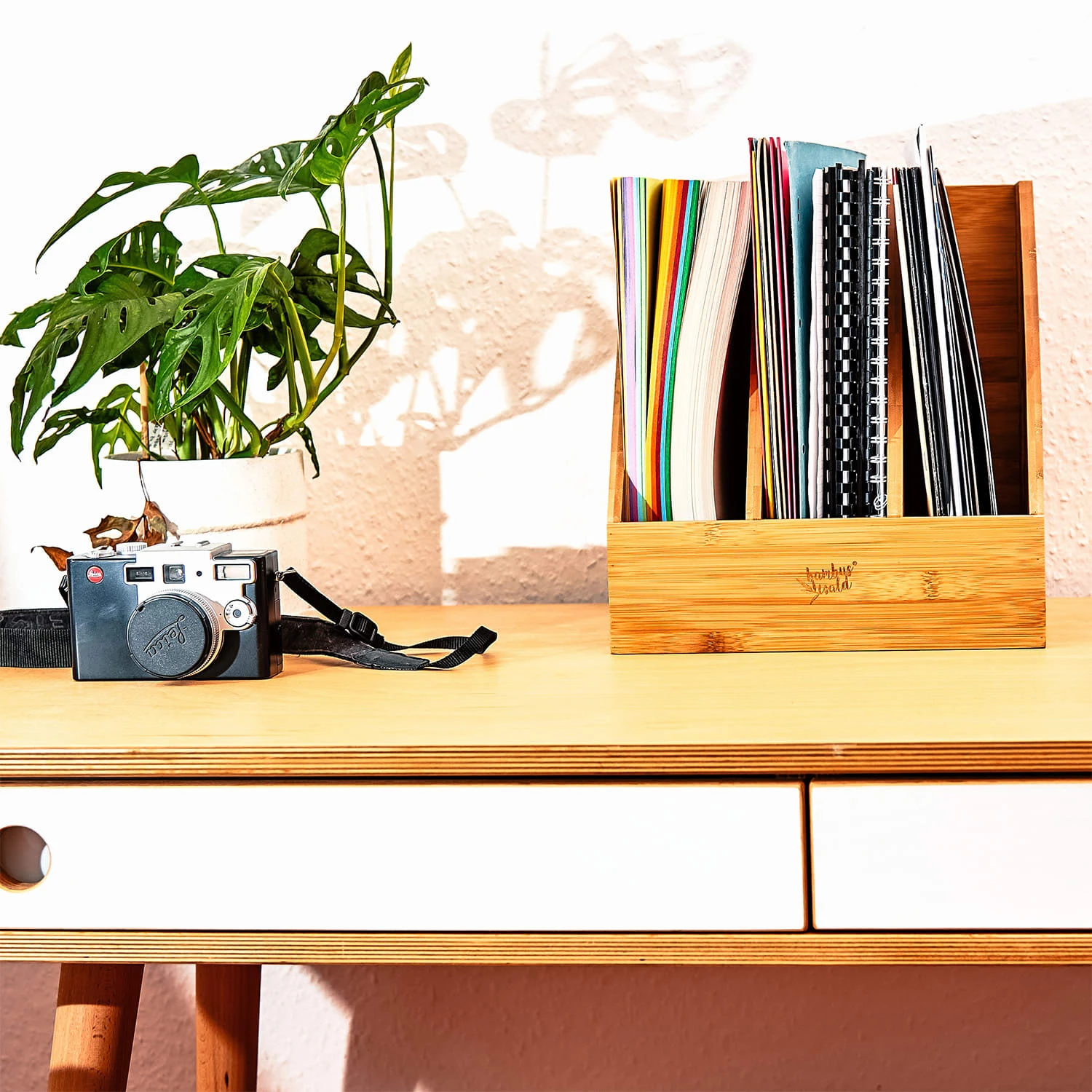 Stehsammler 3 Fächer Maße: 26,5x28x30 Cm Für DINA4-Formate Bambus – Bild 6