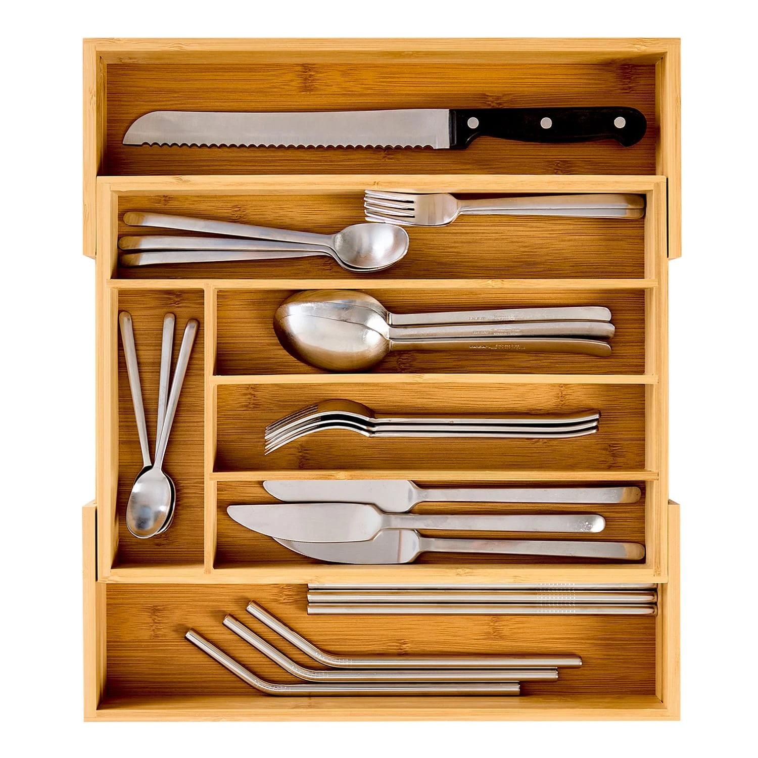 Besteckkasten 5-7 Fächer Max. 40 X 5 X 35,5 Cm Bambus