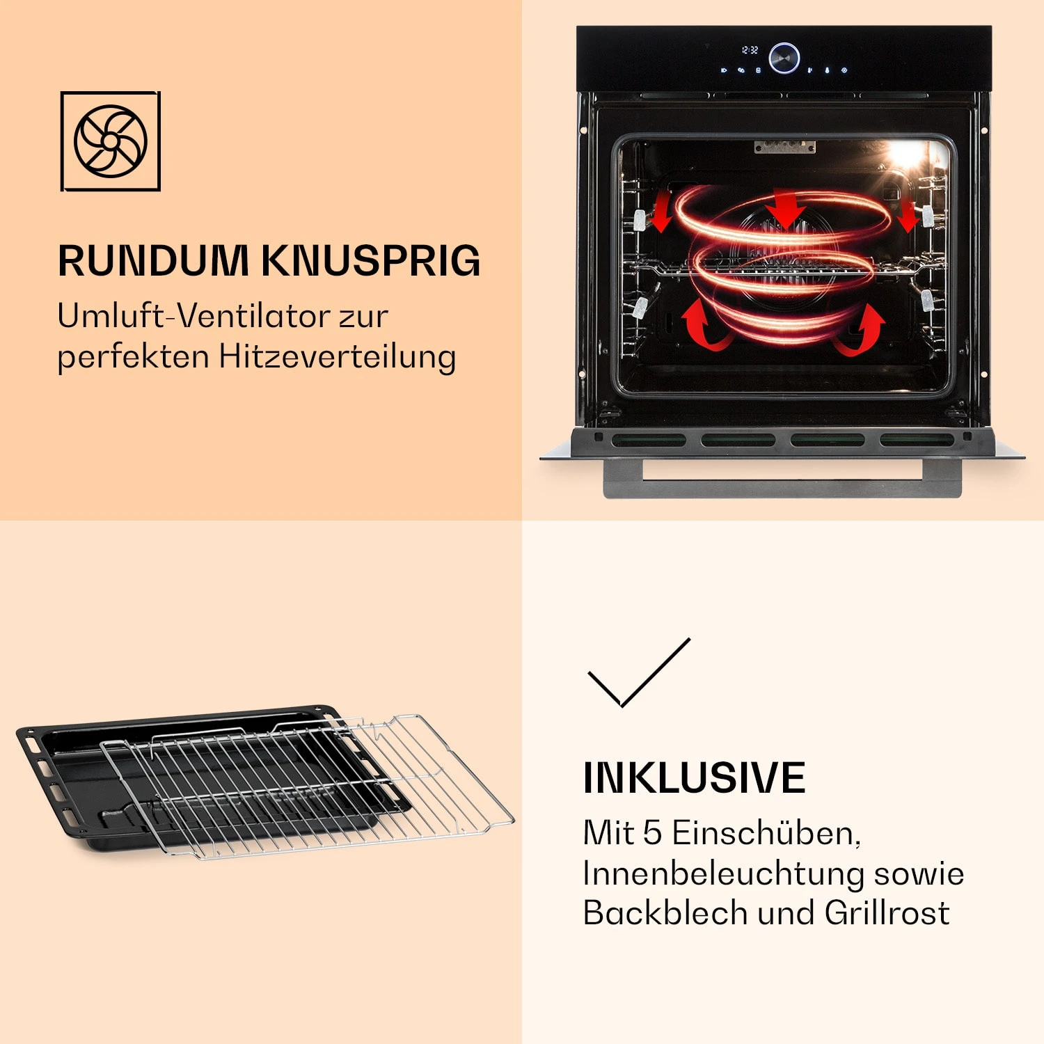 Illuminosa Smart Einbaubackofen 2800W 11 Funktionen App-Steuerung – Bild 6